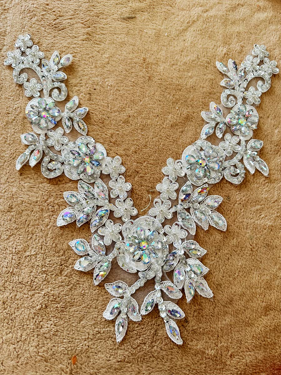 Amazon.com: Handmade Rhinestones lace Applique Hand Sewing Beads Trim Patches Accessories for Dress Neckline (Clear AB) : Arts, Crafts & Sewing Amazon.com: Handmade Rhinestones lace Applique Hand Sewing Beads Trim Patches Accessories for Dress Neckline (Clear AB) : Arts, Crafts & Sewing