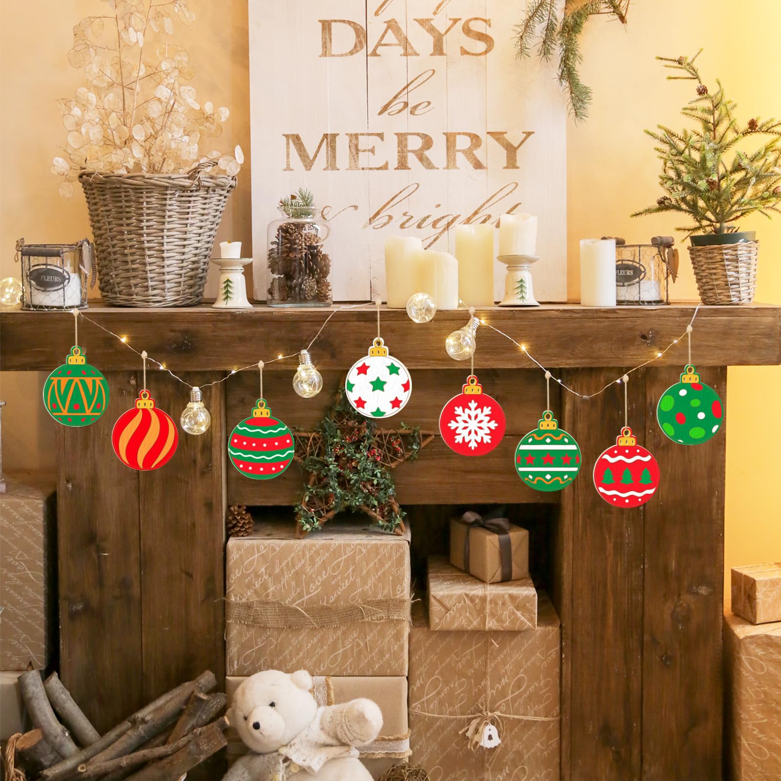Amazon.co.jp: ペイントする木製クリスマスオーナメント 80個 8