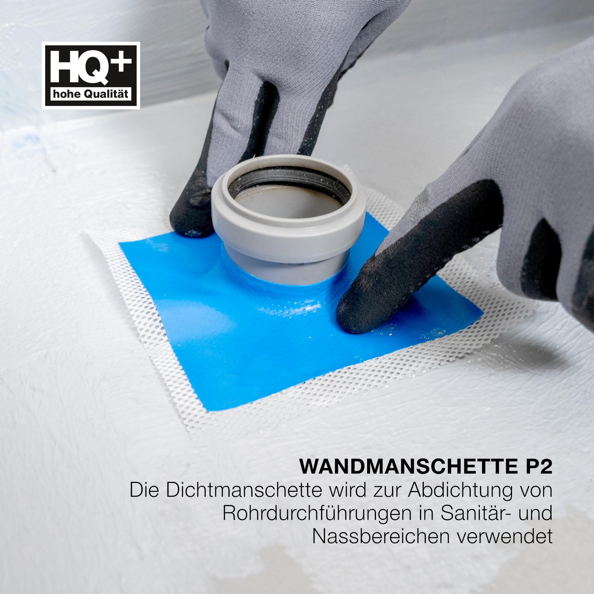 Isolbau Wandmanschette P2 Blau - 50 Stück 120 mm Dichtband - Wasserdichte Manschette für Sanitär, Dusche, Bad, Fliesen, Abdichtung Dichtmanschette für Innen- & Außenbereich