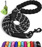 Taglory Rope Dog Leash 6 FT with Comfortable Padded Handle, Highly Reflective Threads Leash for Medium Large Dogs, 1/2 inch, Black 1/2' x 6 FT (20~120 lbs.) Black