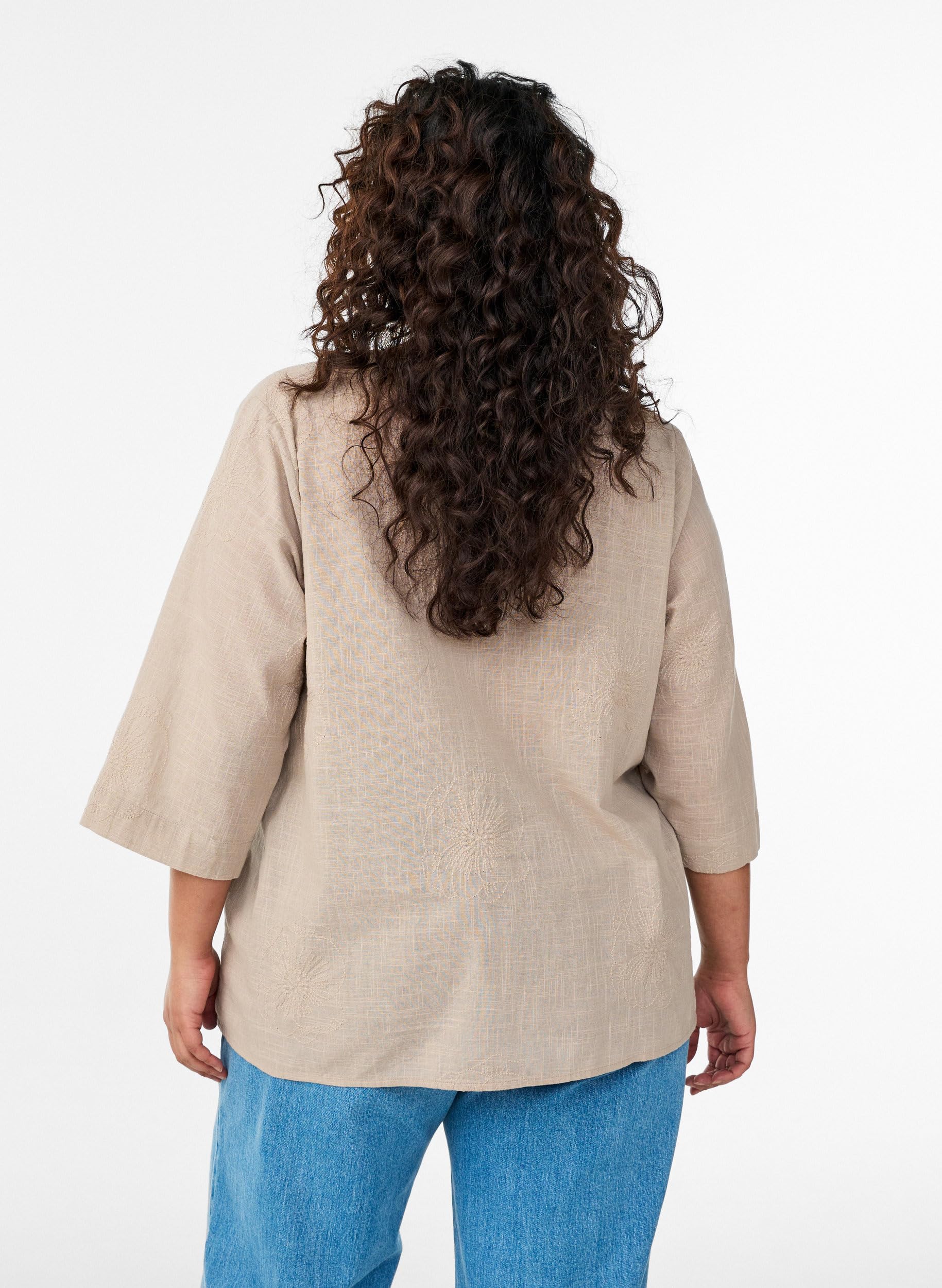 Zizzi Damen Große Größen Bluse Baumwolle 3/4 Ärmel Größe 42-60