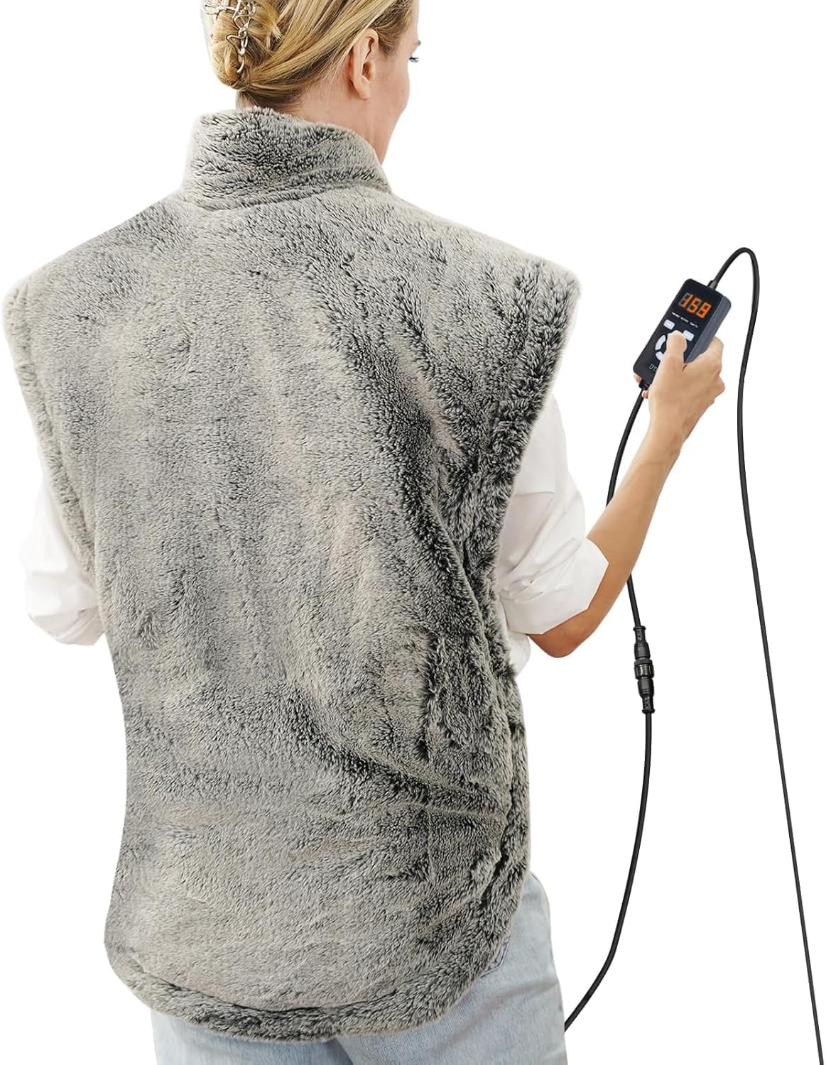 UTK Far Infrared Heating Pad for Neck and Shoulders and Back, Deeper Muscle Tissue Relief for Full Back, Natural Jade Gemstones, Adjustable Time and Temperature Settings, Up to 159°F,31.5'' x 24''