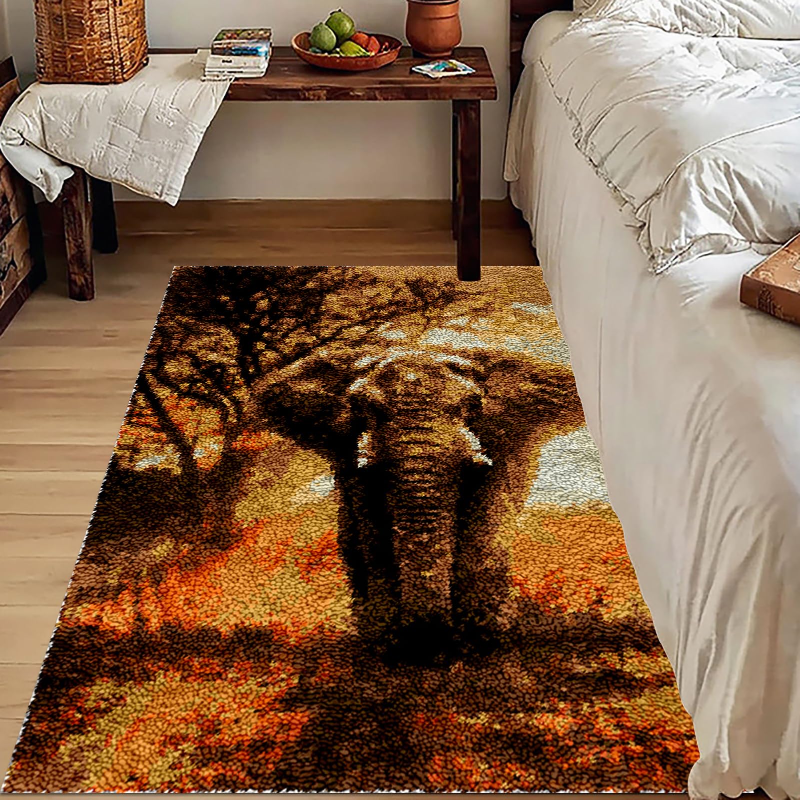 Tehocwiz 40x70 cm Knüpfteppich Zum Selber Knüpfen, Knüpfhaken-Sets für Anfänger, Tapisserie Teppich Knüpf-Sets Knüpfsets Latch Hook Kit Selbst Knüpfen Set für Erwachsene