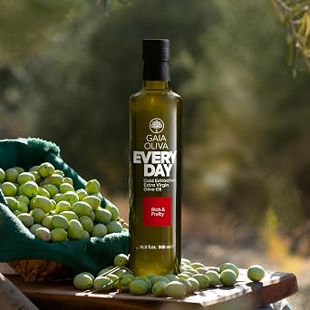 Gaia Oliva Cold Pressed Natural Extra Virgin Olive Oil, Trilye Olive, Premium Everyday, 500ml, Dark Glass Bottle