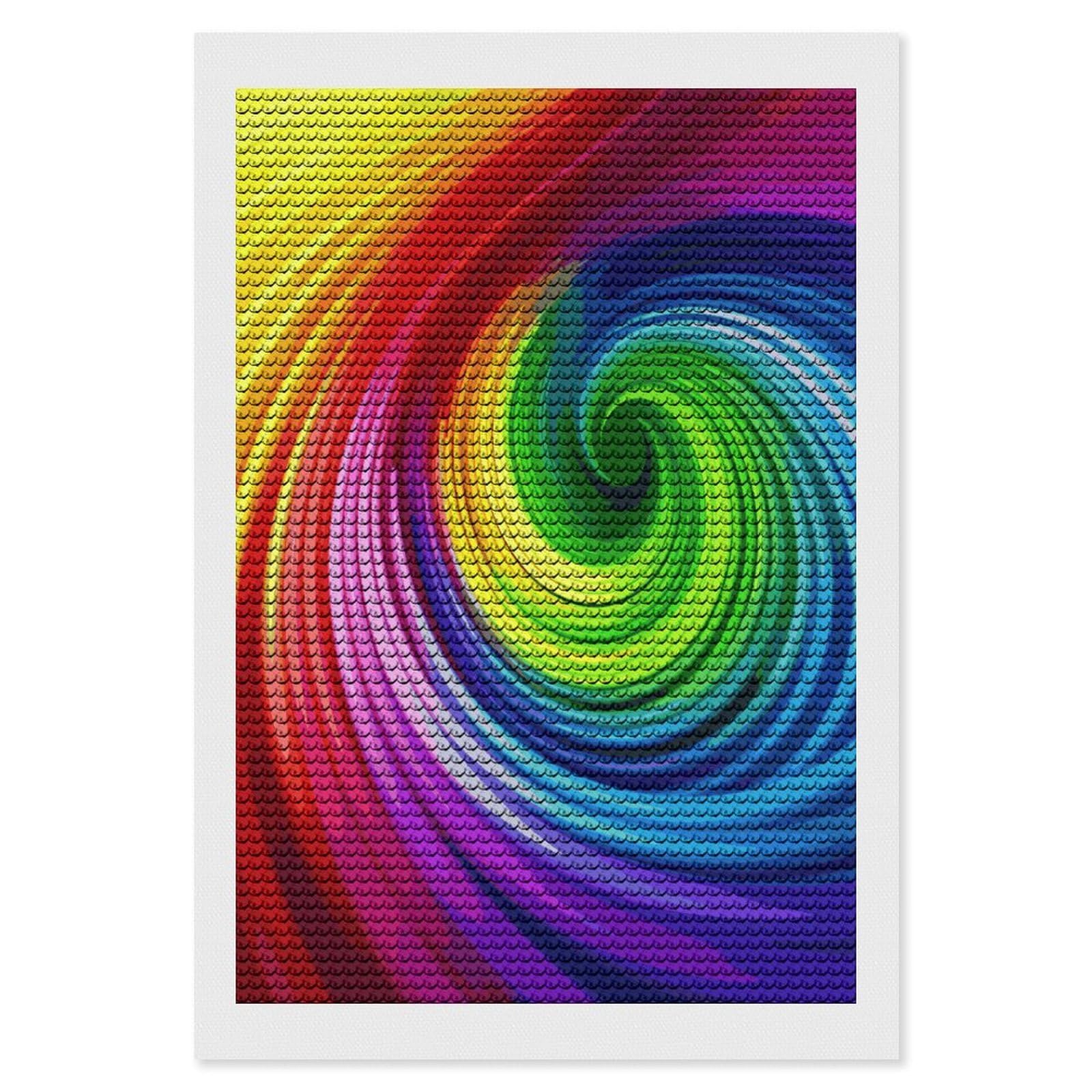 LDGSUPH Rainbow Spiral Diamond Painting Kits for Adults Paint with Diamond Pictures Art DIY Full Drill Diamond Dots Painting Personalized Diamond Photo for Home Wall Decor Gift 8"x12"