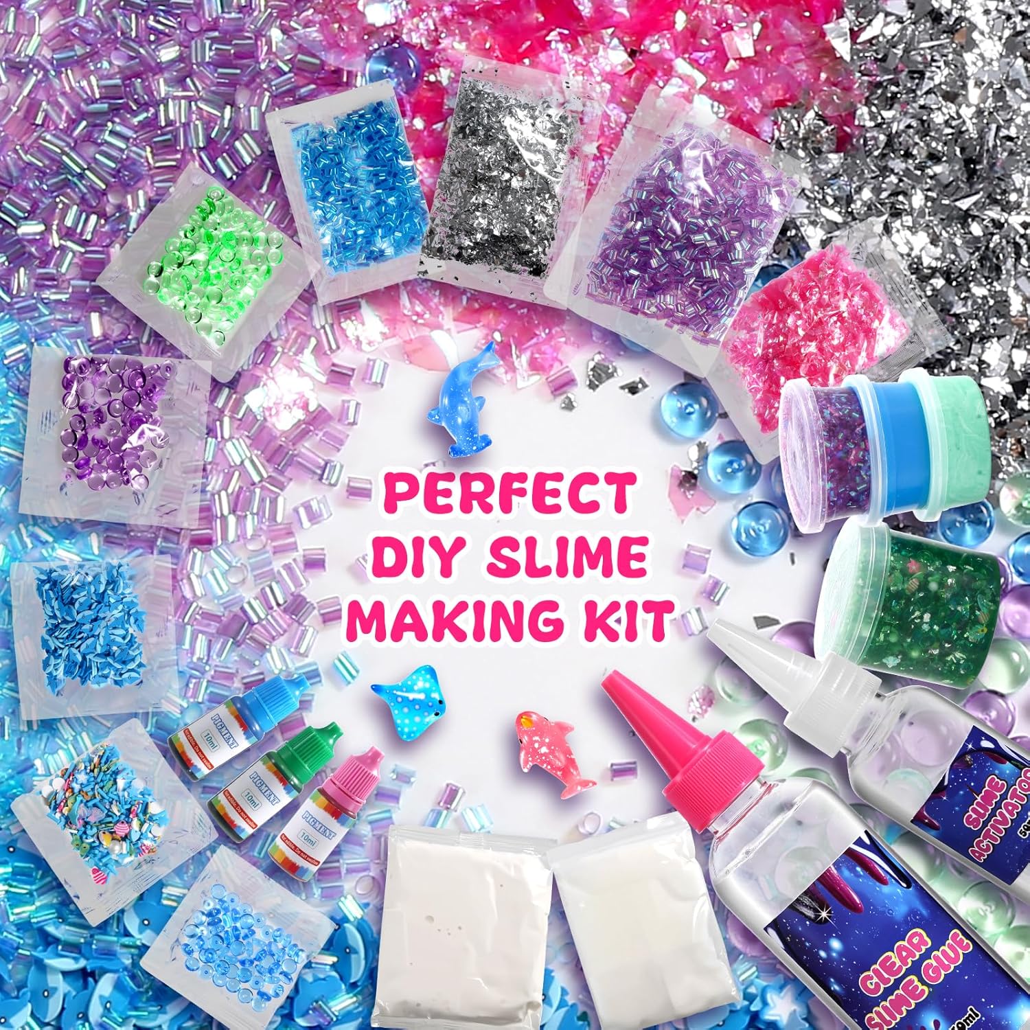 OPLDYRK Slime Kit for Girls Ages 8-12 Mini Butter, Clear, Water, Cloud Slimes, Slime Making Kit for Kids DIY Craft Kits,6 7 8 9 10 Year Old Girl Birthday Gift Cute Stuff
