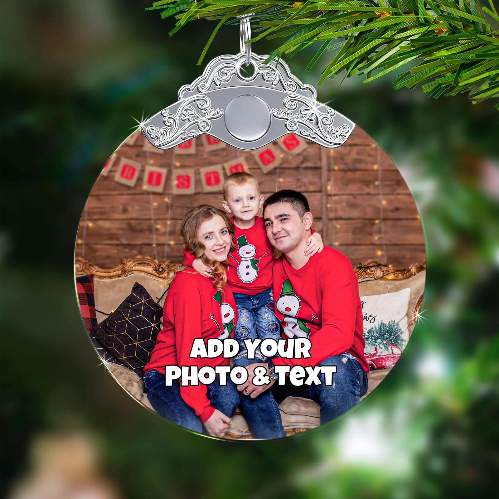 Personalised Christmas Baubles with Photo - Custom Picture Text Baubles for Christmas 2026, Customised Crystal Xmas Tree Decor, for Family, Friends, Lovers