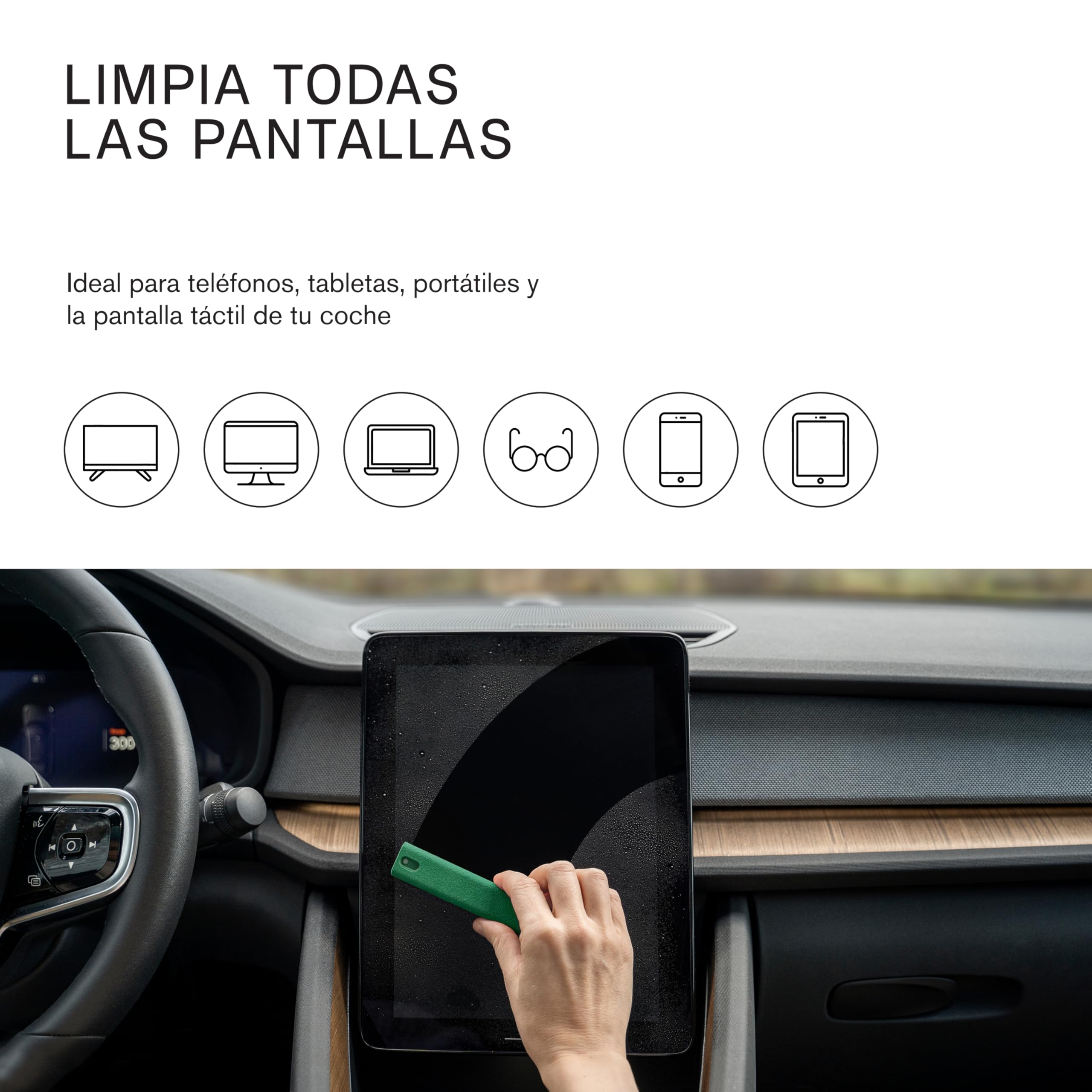 am Spray Limpiador de Pantallas con Microfibra Integrada – Limpiador Recargable para Móvil, Tablet, Portátil, Monitor, TV y Pantallas de Coche (Verde, 3 Pack)