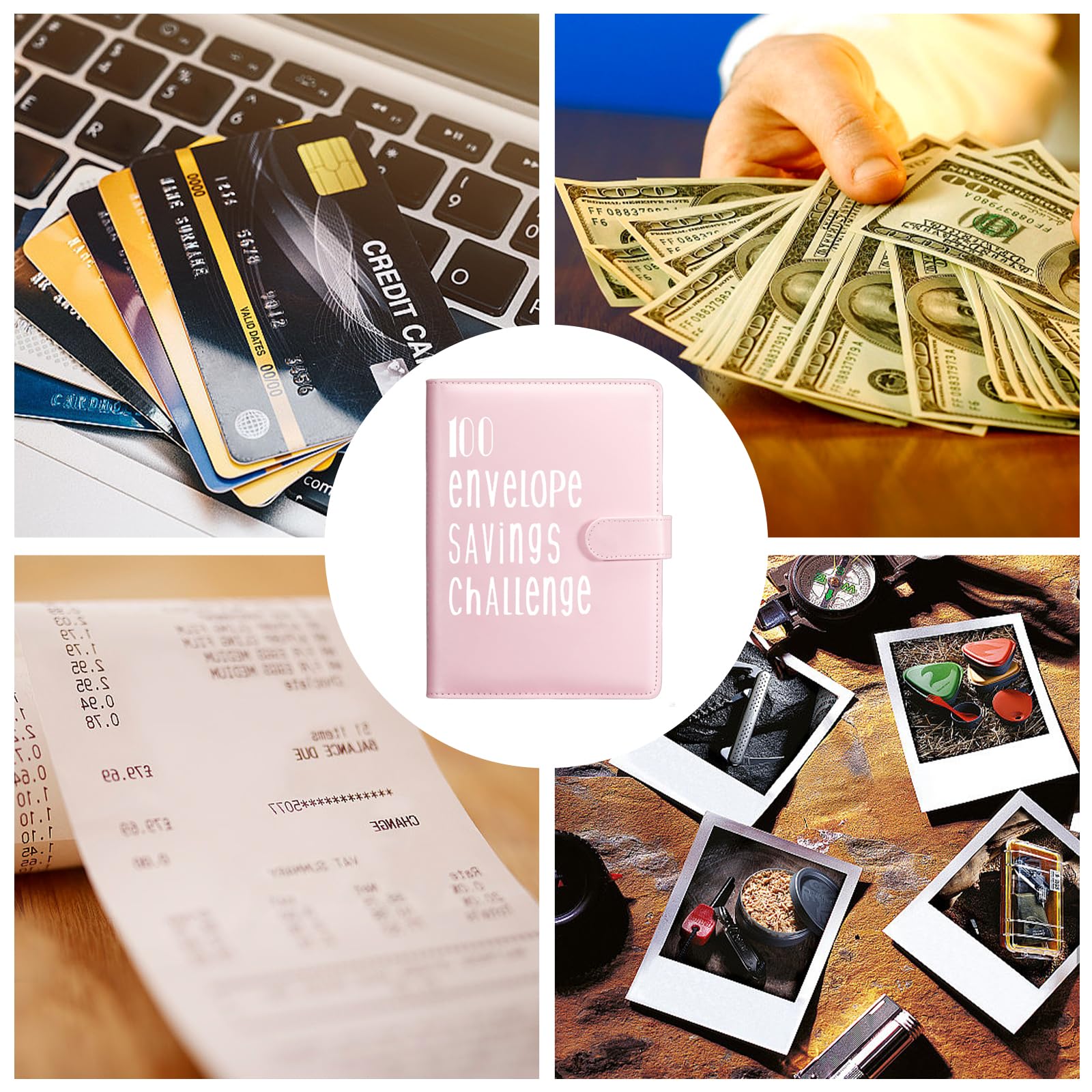 Classeur de Défi 100 Enveloppes A5 Budget Cahier avec Stylo Feuilles Rose