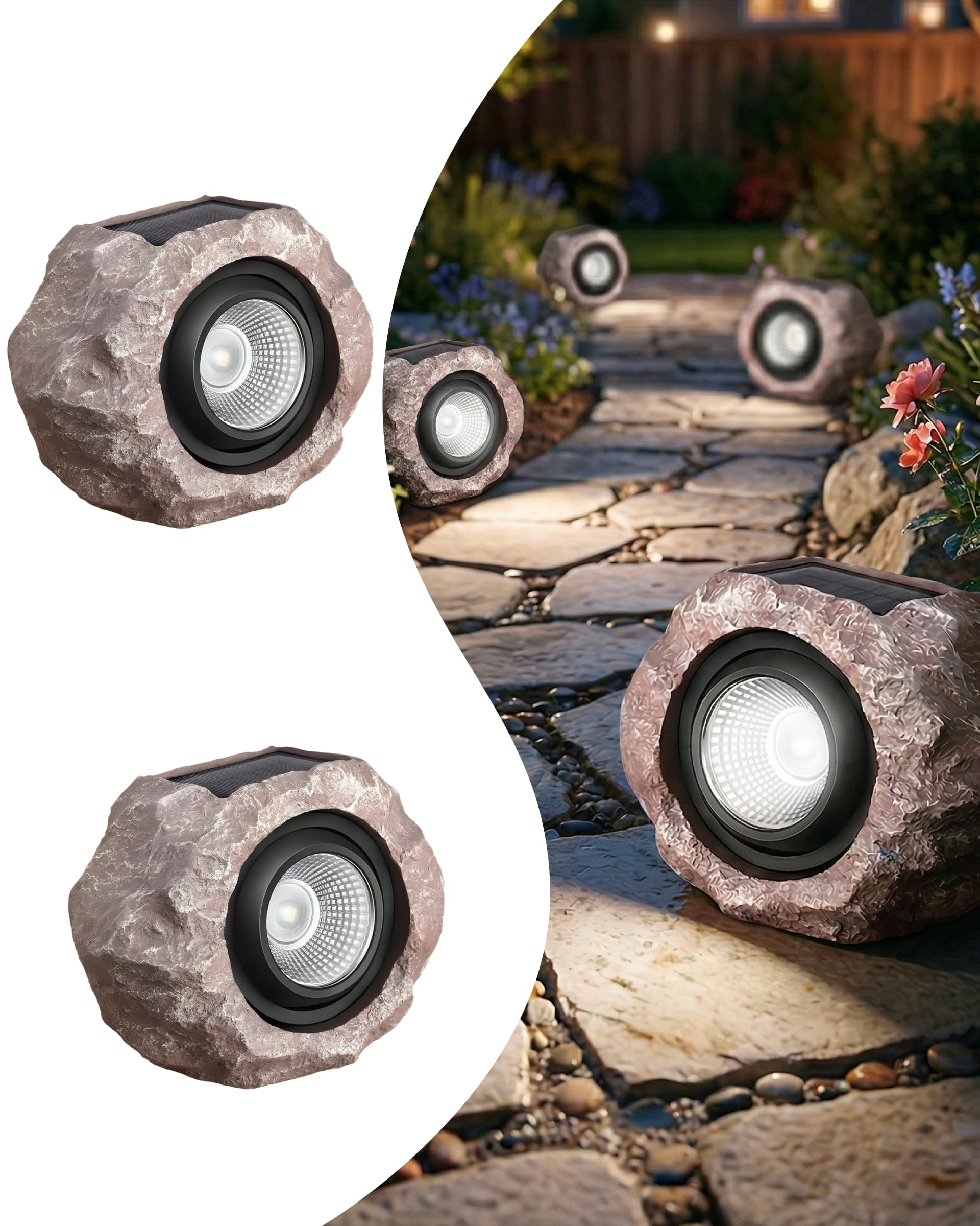 DGSCAK Solar Powered Outdoor Lights(2pcs), Solar Rock Lights Super Bright Solar Spot Garden Lights, IP65 Waterproof Garden Lights Solar Outdoor Solar Lights for Garden Yard Walkway Pathway Patio