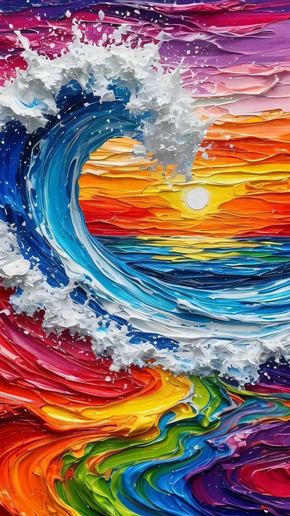 ARTGOTO Paint by Numbers for Adults, Colorful Ocean Wave Sunset DIY Acrylic Painting Kit, Large 15.7x27.5inch/40x70cm Canvas, Abstract Seascape Wall Decor, No Frame