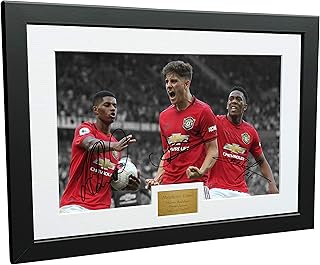 12x8 A4 Signed Marcus Rashford Daniel James Anthony Martial Manchester United Autographed Photo Photograph Picture Frame Football Soccer Poster Gift