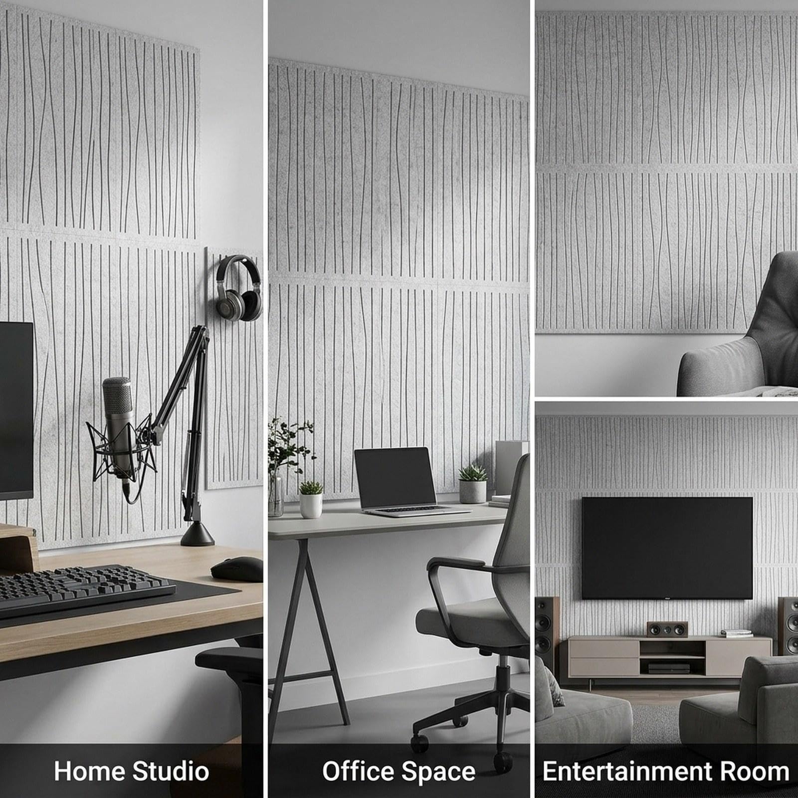 6 Pezzi Pannelli Acustici Art Pannelli Isolanti Fonoassorbenti Parete Pannelli Decorativi in Feltro Poliestere Riduzione Acustica Adatti per Studio, Grigio Argento