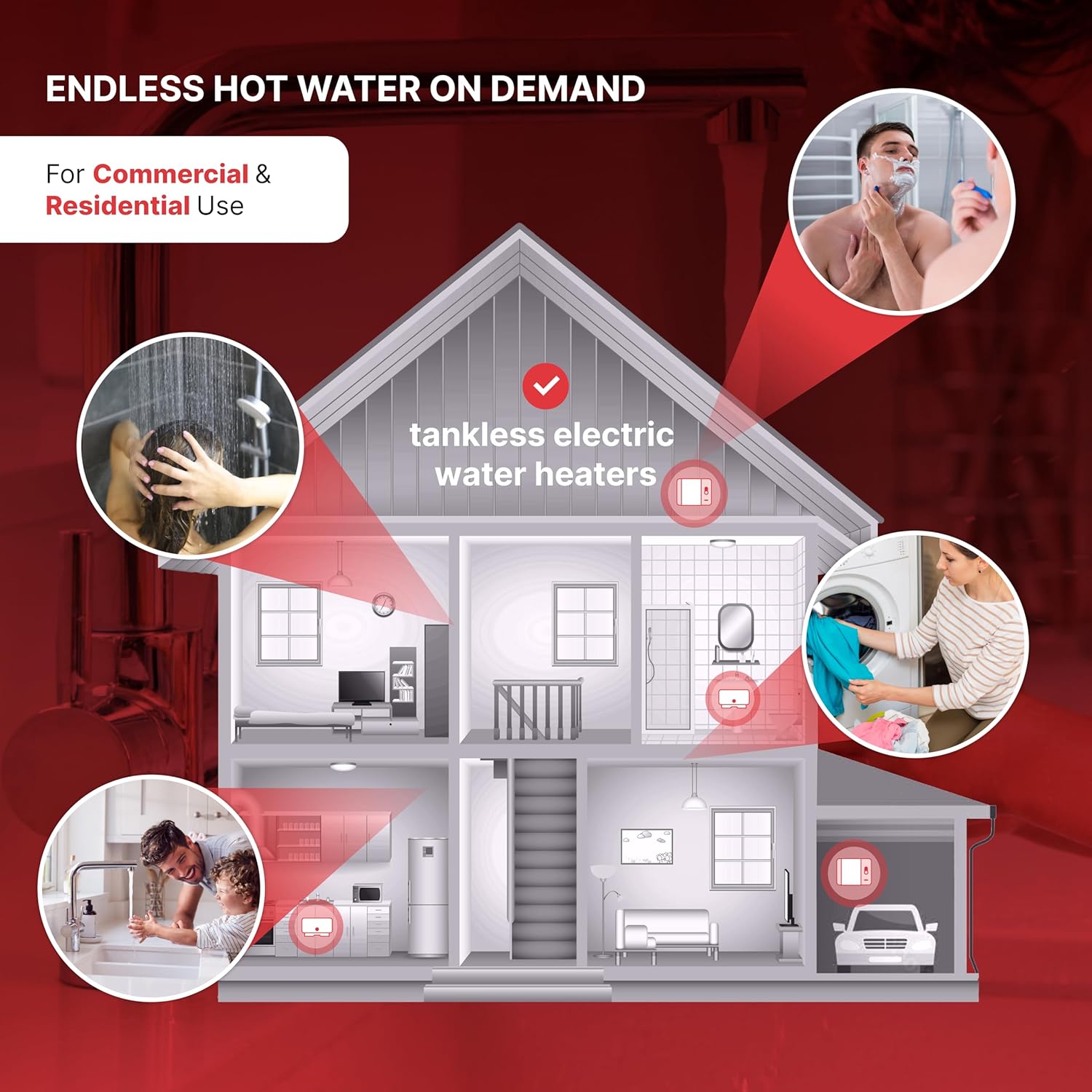 Atmor PRO XTP Series 18kW 3.8 GPM Self-Modulating Electric Tankless Water Heater, Whole-Home Instant Hot Water, Digital Control, Over-Temperature Protection