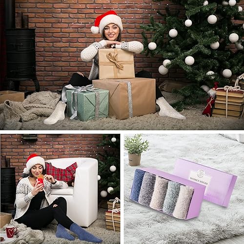 Miniatura 6 de 5 pares de calcetines mullidos, suaves, acogedores y cómodos para mujer, calcetines cómodos para dormir, perfectos y cálidos, regalos de invierno