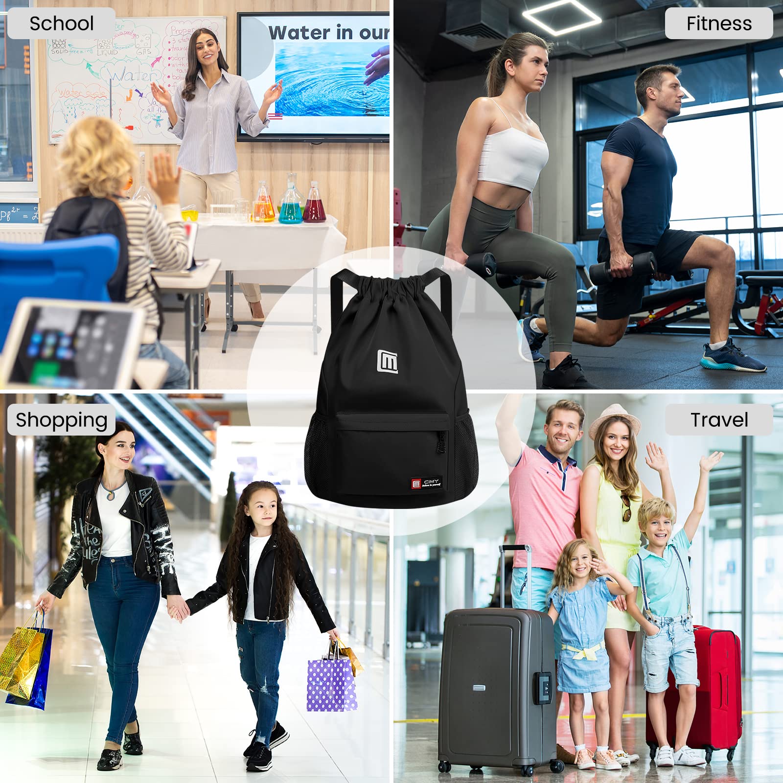 Eucomir Mochilas De Cuerdas, Mochila Deporte Mochila Gym De Malla Agua, Bolsa De Cordón Impermeable De Nylon Bolsa De Gimnasio Cordón — view 7