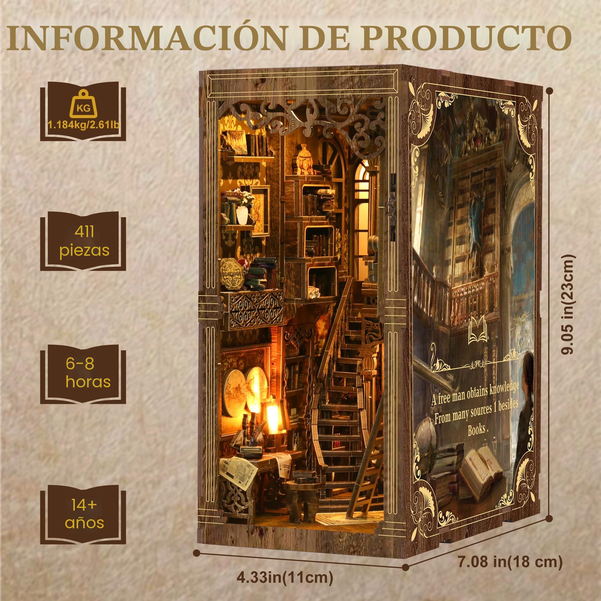CRIOLPO DIY Book Nook Kit - Casas en Miniatura para Montar con Muebles y Luces LED - Maquetas Adultos Decoración Creativa para Estanterías