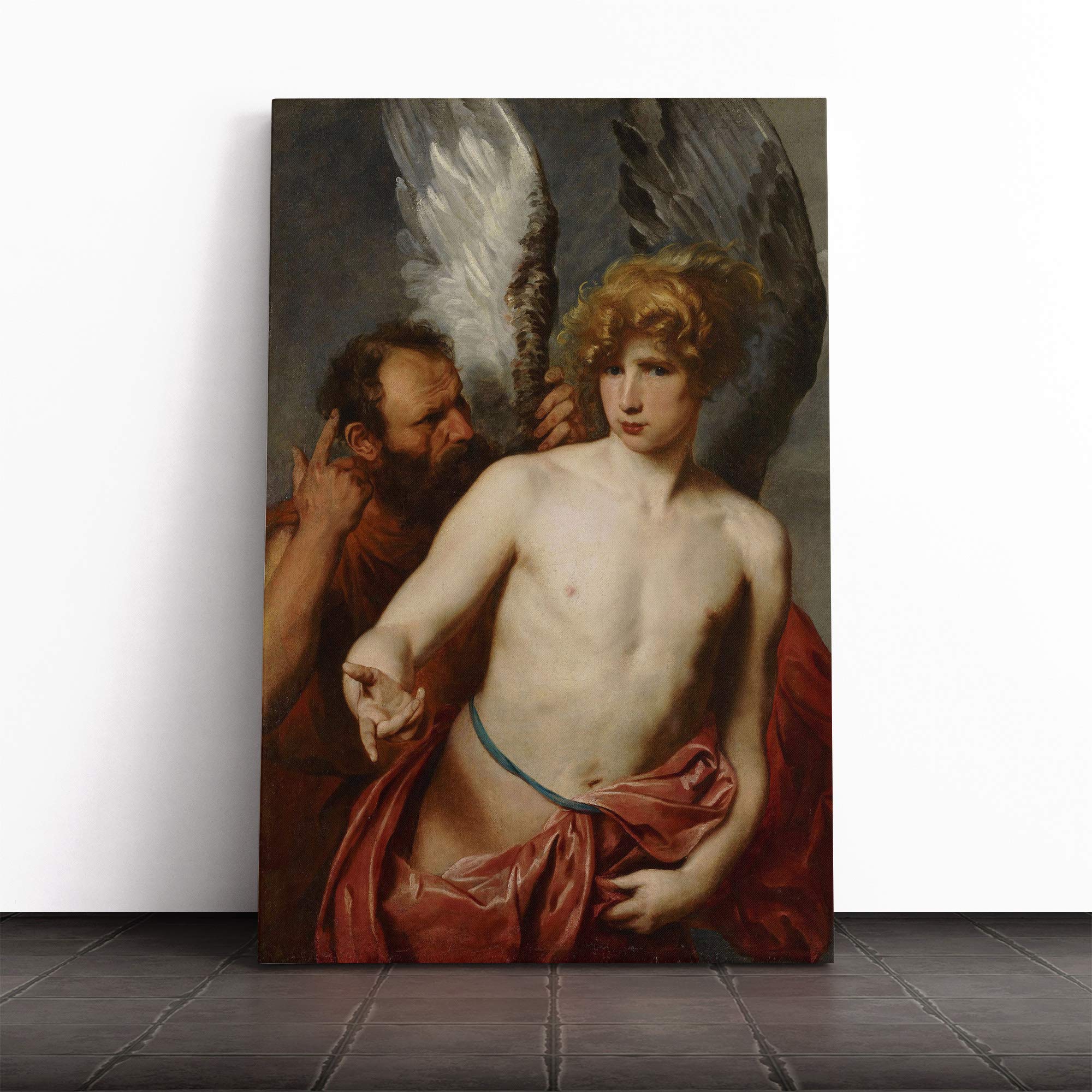 Anthony Van Dyck Daedalus and Icarus Canvas Print | Gallery Wrapped 30mm Frame Wall Art | 24x16 inches | Ready to Hang | Modern Picture | Living Room Bedroom Lounge Office
