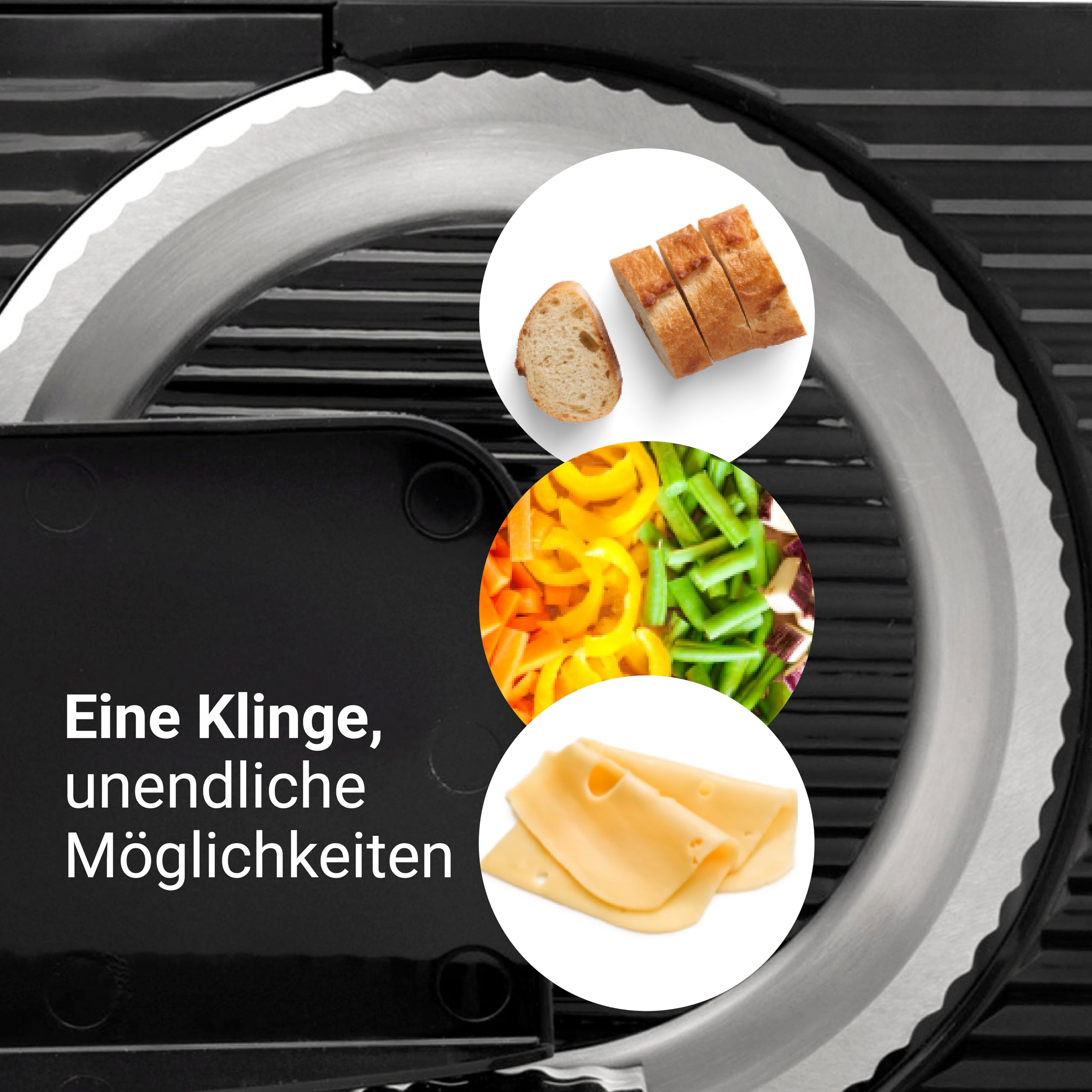 EUREL RS42 Allesschneider Elektrisch Schwarz – Brotschneidemaschine mit Edelstahlklinge Ø170 mm, Schnittstärke 0–17 mm, BPA-frei, EcoDrive 80W