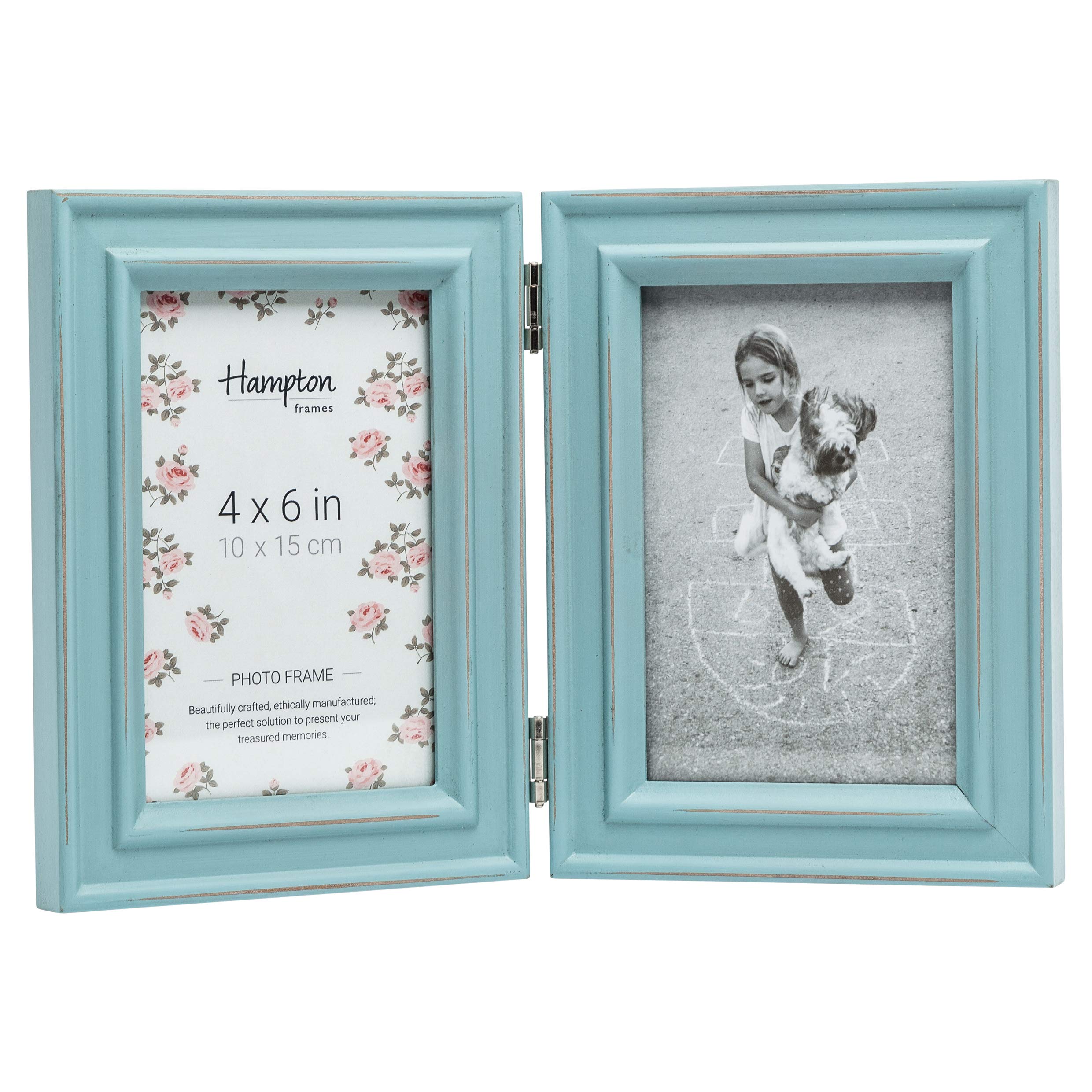 Hampton Frames Light Blue Paloma Hinged Double - 4X6 (10X15cm) Picture Photo Frame Glass Pal301904b