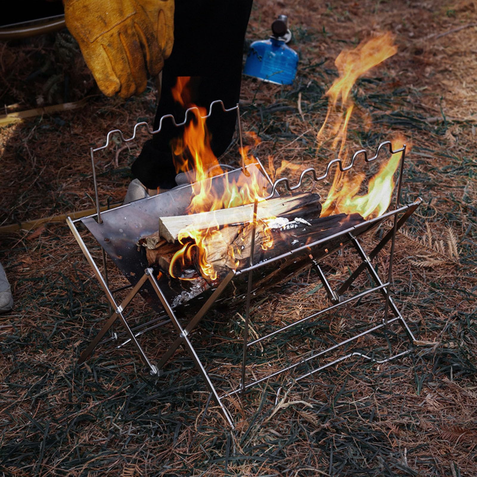 Przenośna kratka grillowa ze stali nierdzewnej, odporna na rdzę, kompaktowa i lekka, na kemping, wędrówki i grillowanie