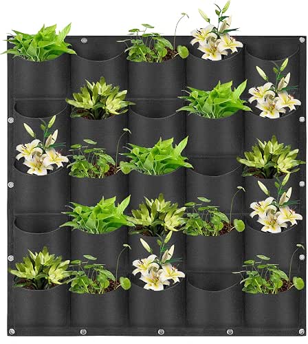 Hanging Planting Grow Bags, 25 Pockets Hanging Vertical Wall Planter