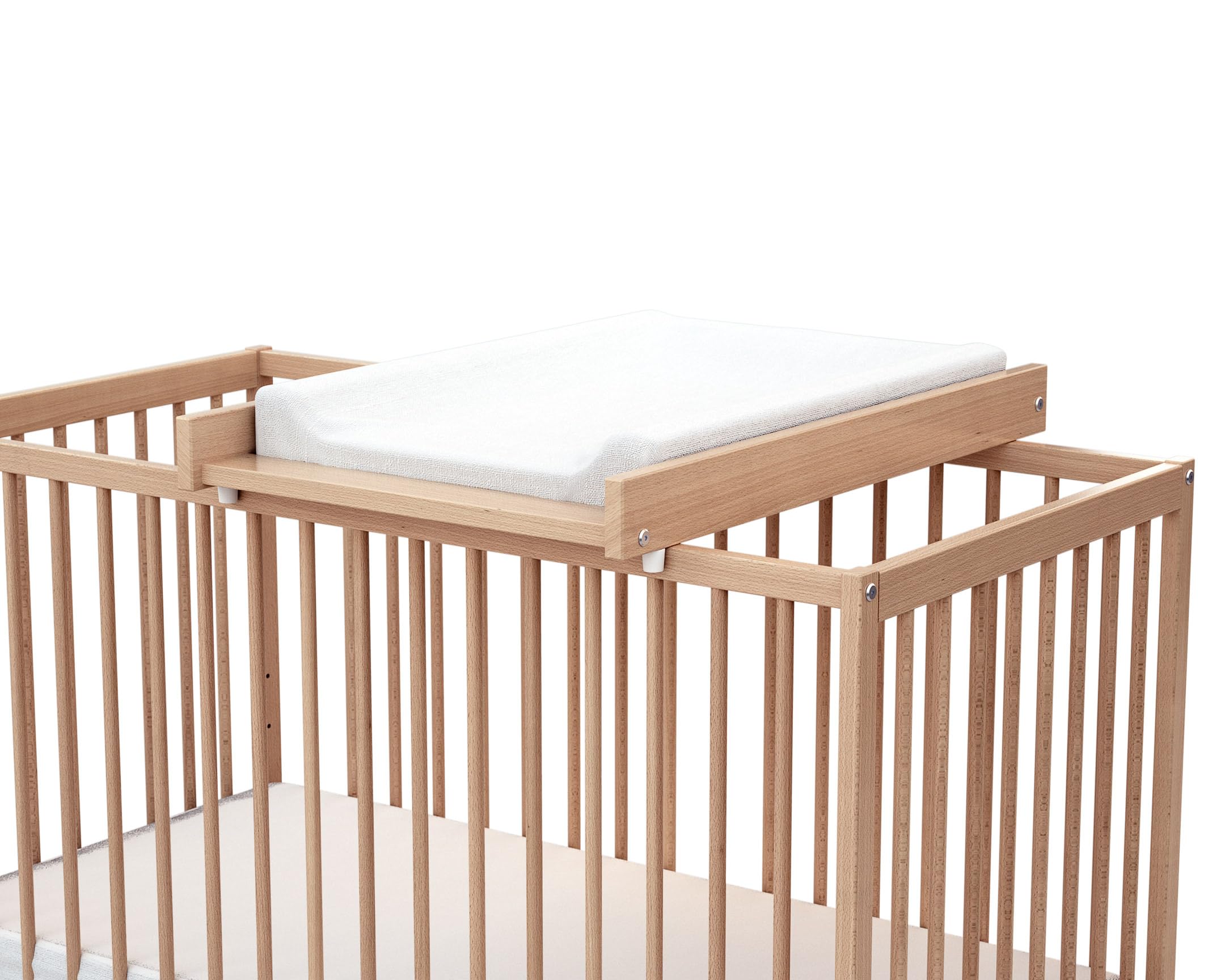 WEBABY - Plan à langer MONA Hêtre Verni |75 x 51,​5 x 7 cm| Table à langer pour lit bébé 60x120cm | Installation sécurisée | Léger | Maniable | Pratique | Gain de place