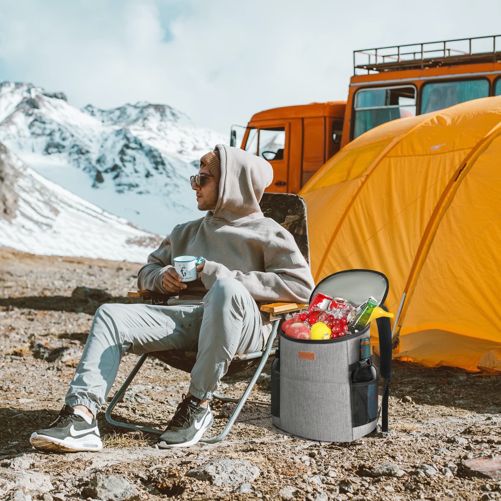 Zaino da campeggio con 30 lattine, morbido zaino refrigerante isolato a prova di perdite, borsa termica da viaggio, impermeabile, per pranzo, picnic, spiaggia, viaggi, lavoro, bevande, birra