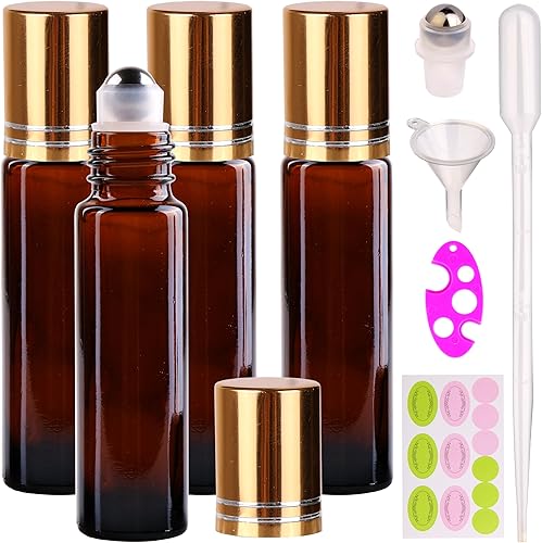 Miniatura 11 de inice Paquete de 24 botellas enrollables de 0.3 fl oz para aceites esenciales, vidrio azul cobalto, botellas de bola enrollables de acero inoxidable