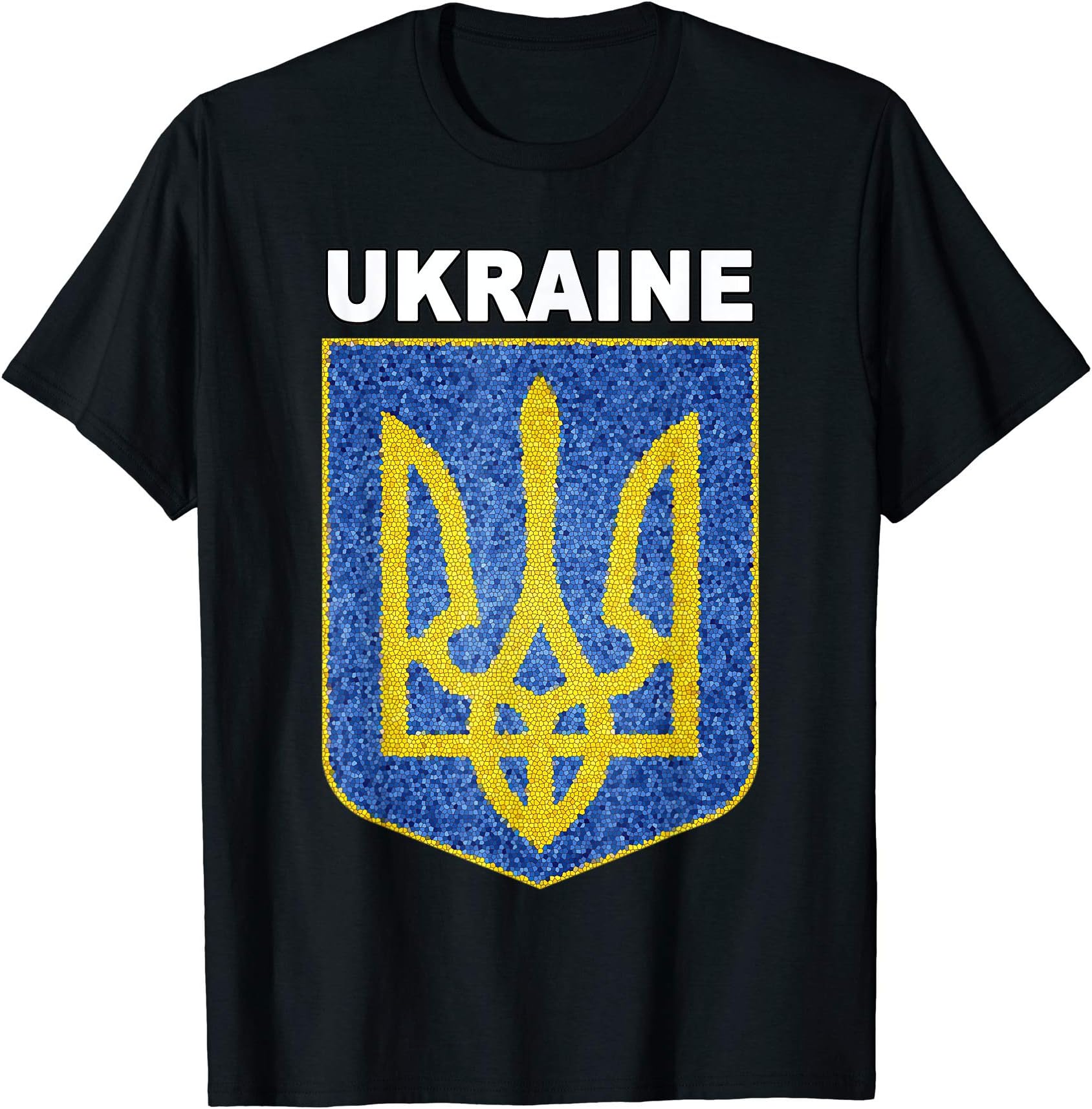 Ukraine Heritage Deluxe Bead-look Expat Crest T-shirt