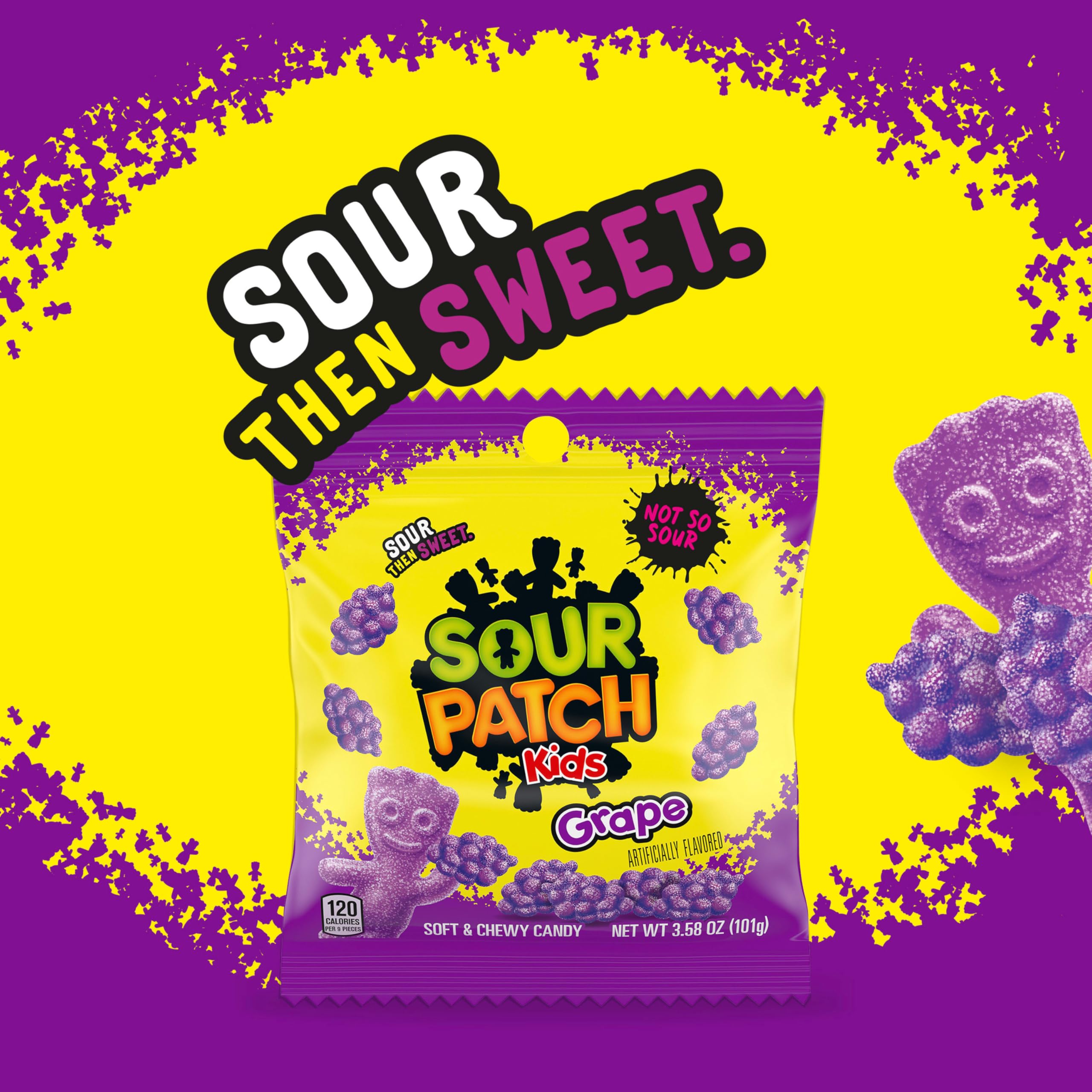 SOUR PATCH KIDS Grape Soft & Chewy Candy, 340-102 ml Beutel