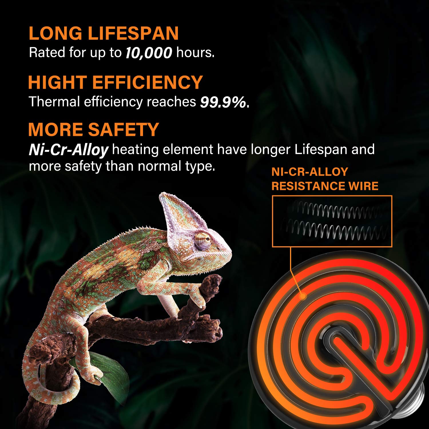 Simple Deluxe 150W Ceramic Heat Emitter Bulbs 2-Pack - No Light Reptile Heat Lamp For Bearded Dragons, Turtles, Snakes