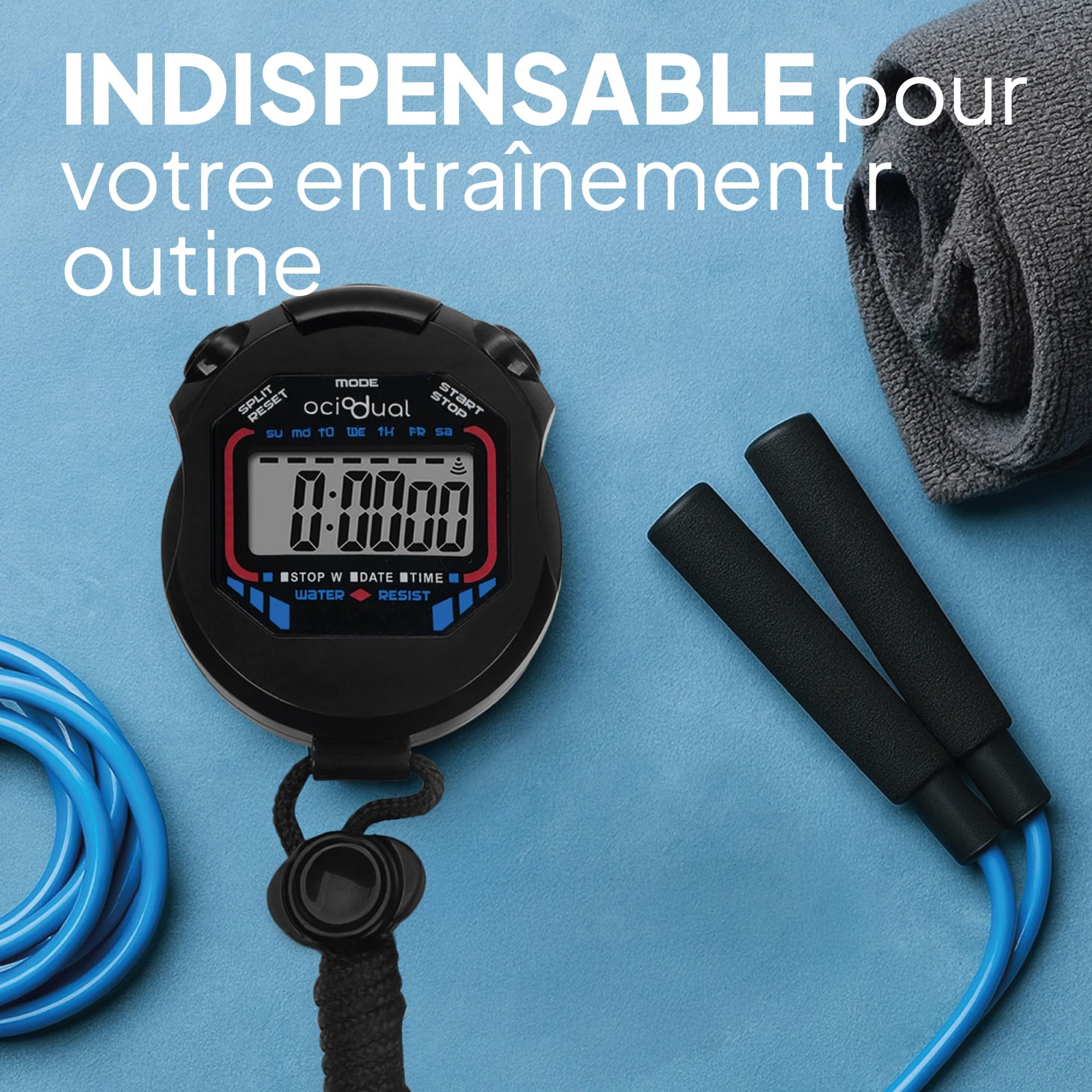 OcioDual Chronomètre Sport Numérique – Écran LCD – Mode 24h, Alarme, Chrono 24h – Idéal Entraîneurs Et Compétitions