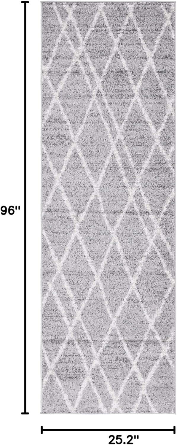 SAFAVIEH Adirondack Collection Runner Rug - 2'1" x 8', Ivory & Silver, Modern Moroccan Design, Non-Shedding & Easy Care, Ideal for High Traffic Areas in Living Room, Bedroom (ADR128B)