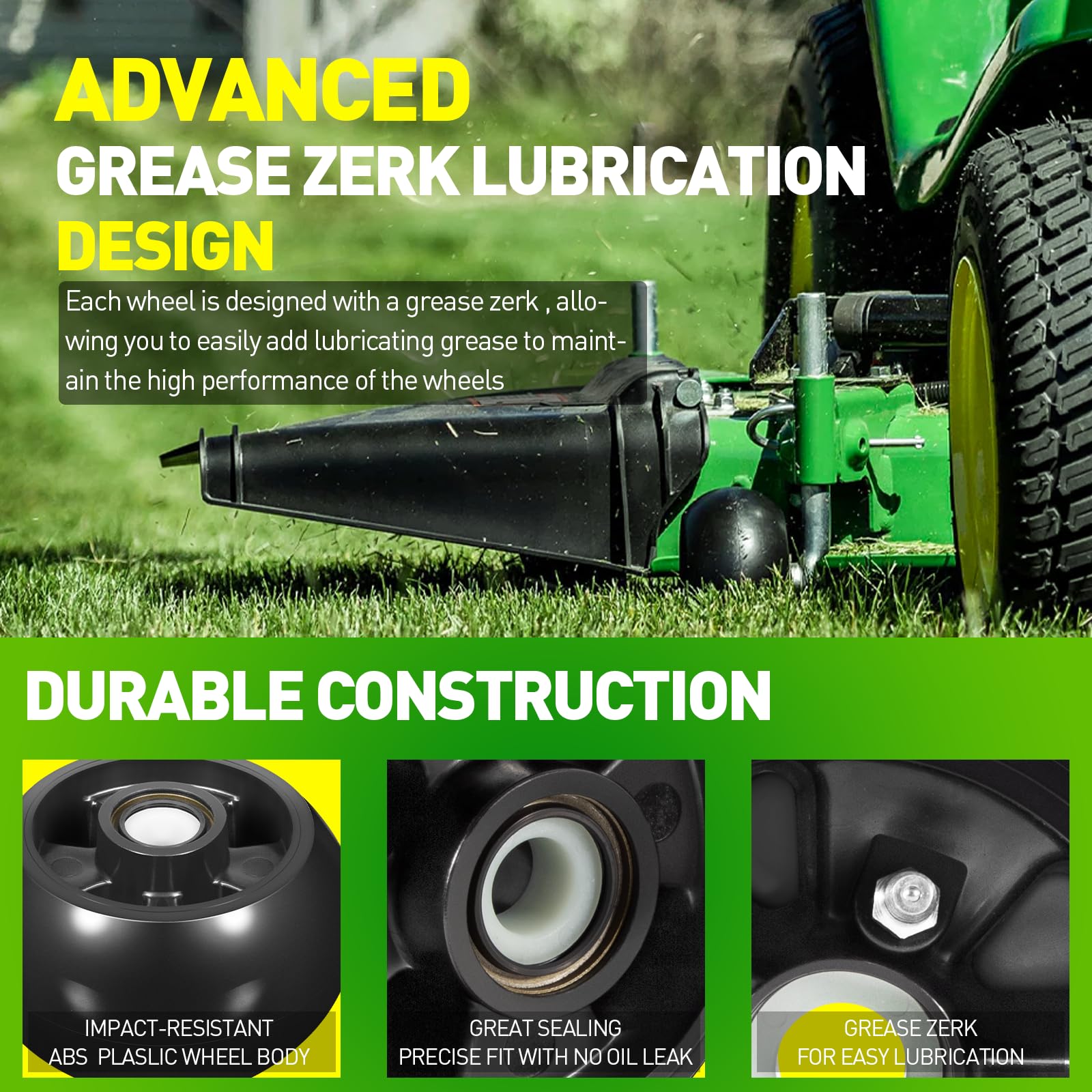 AM125172 Lot de 4 jauges de roue pour tondeuse John Deere 121,9 cm, 137,2 cm, 152,4 cm, 157,5 cm, 182,9 cm, remplace également AM124706 210-300 (noir)