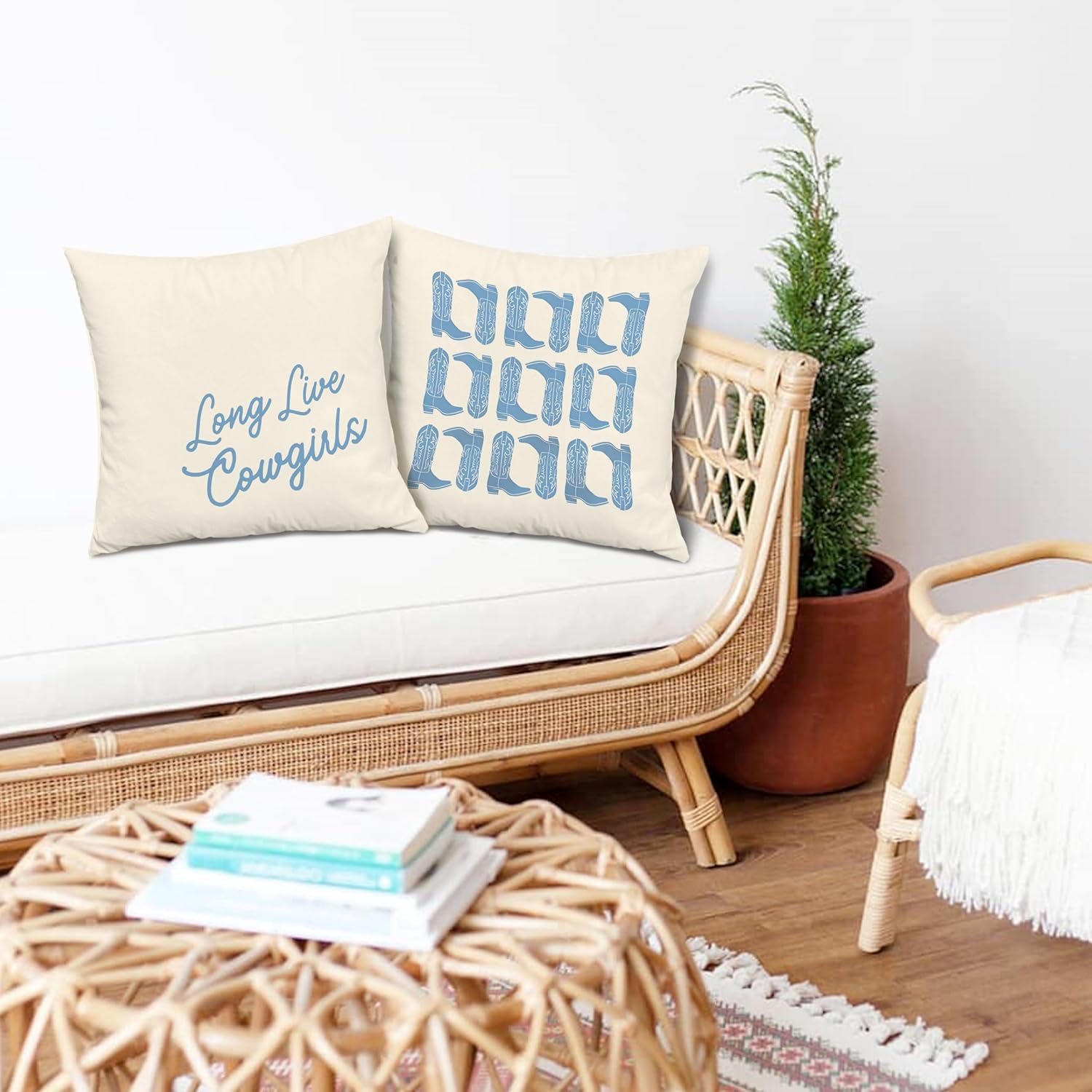 Long Live Cowgirls Western Pillow Covers 18x18 Set of 2, Coastal Cowgirl Room Decor, Cowgirl Bedroom Decor, Western Room Decor for Teen Girls, Cowgirl Stuff, Western Gifts for Women - Image 3