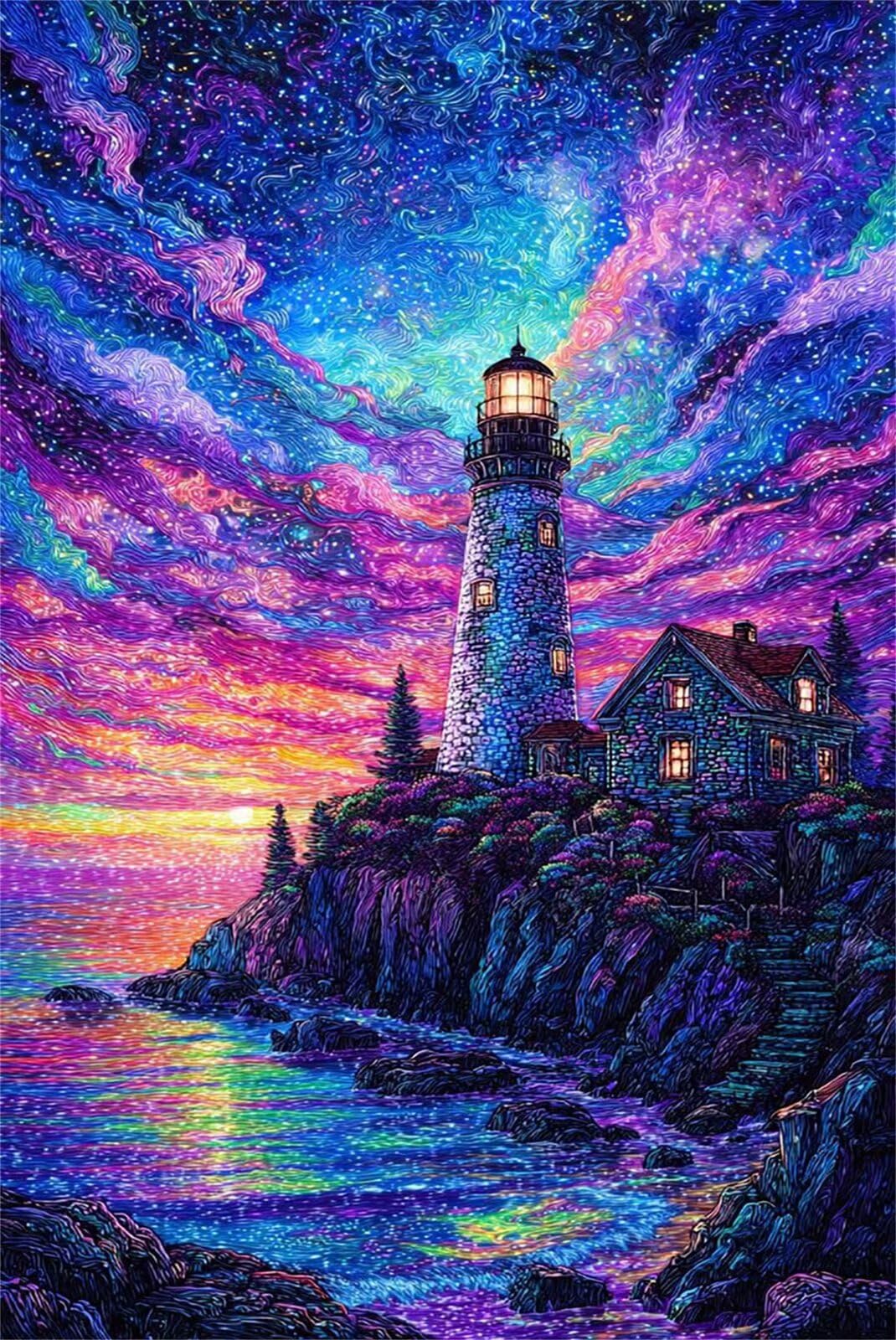 Rompecabezas para Adultos de 1500 Piezas | Paisaje Abstracto Faro | Puzzle Terapéutico de Estimulación Mental y Desconexión Digital, Encaje, Idea de Regalo, 87x57 cm