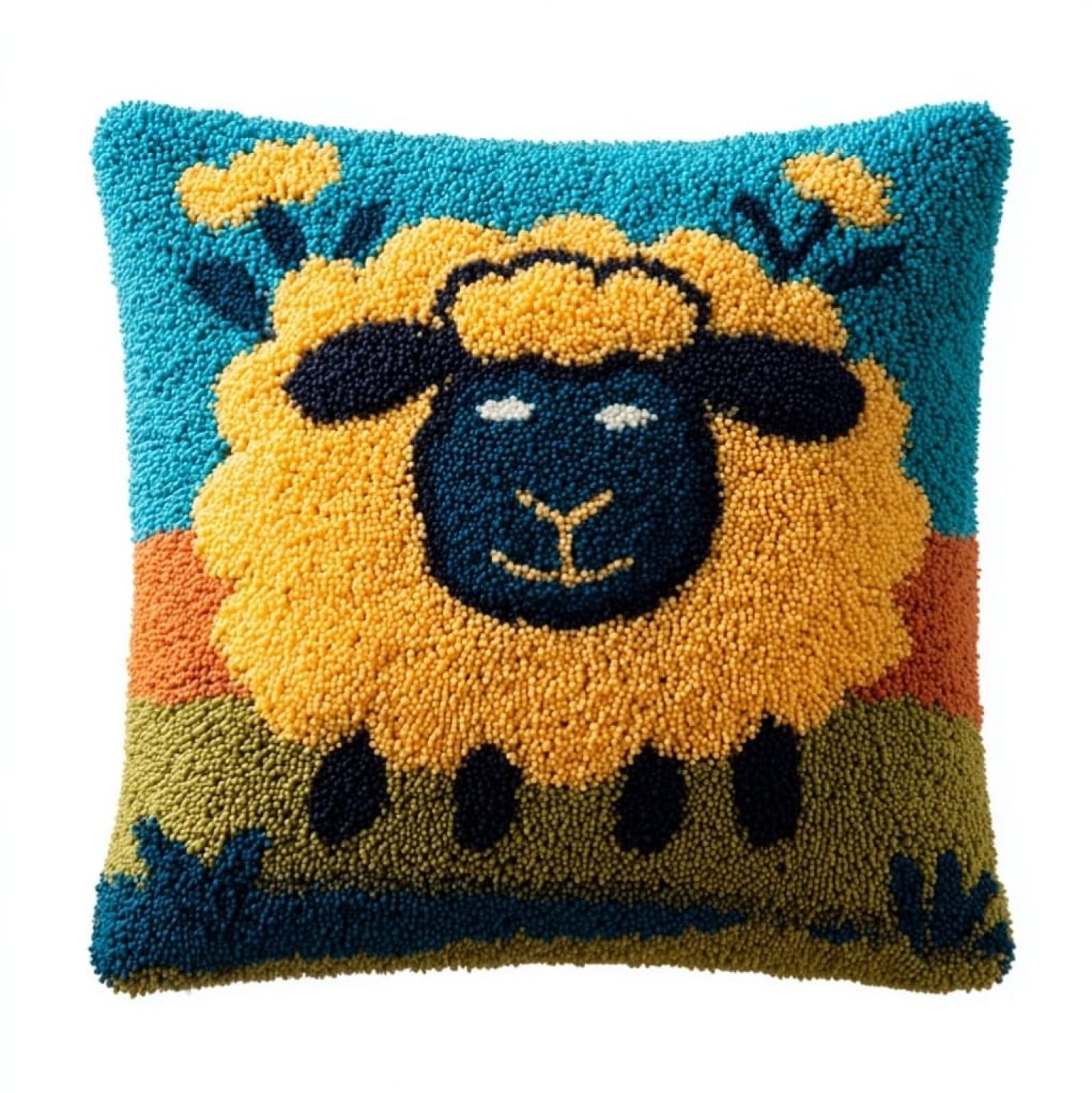 WallustrioaW Latch Hook Pillow Kit for Adults,Cartoon Sheep
