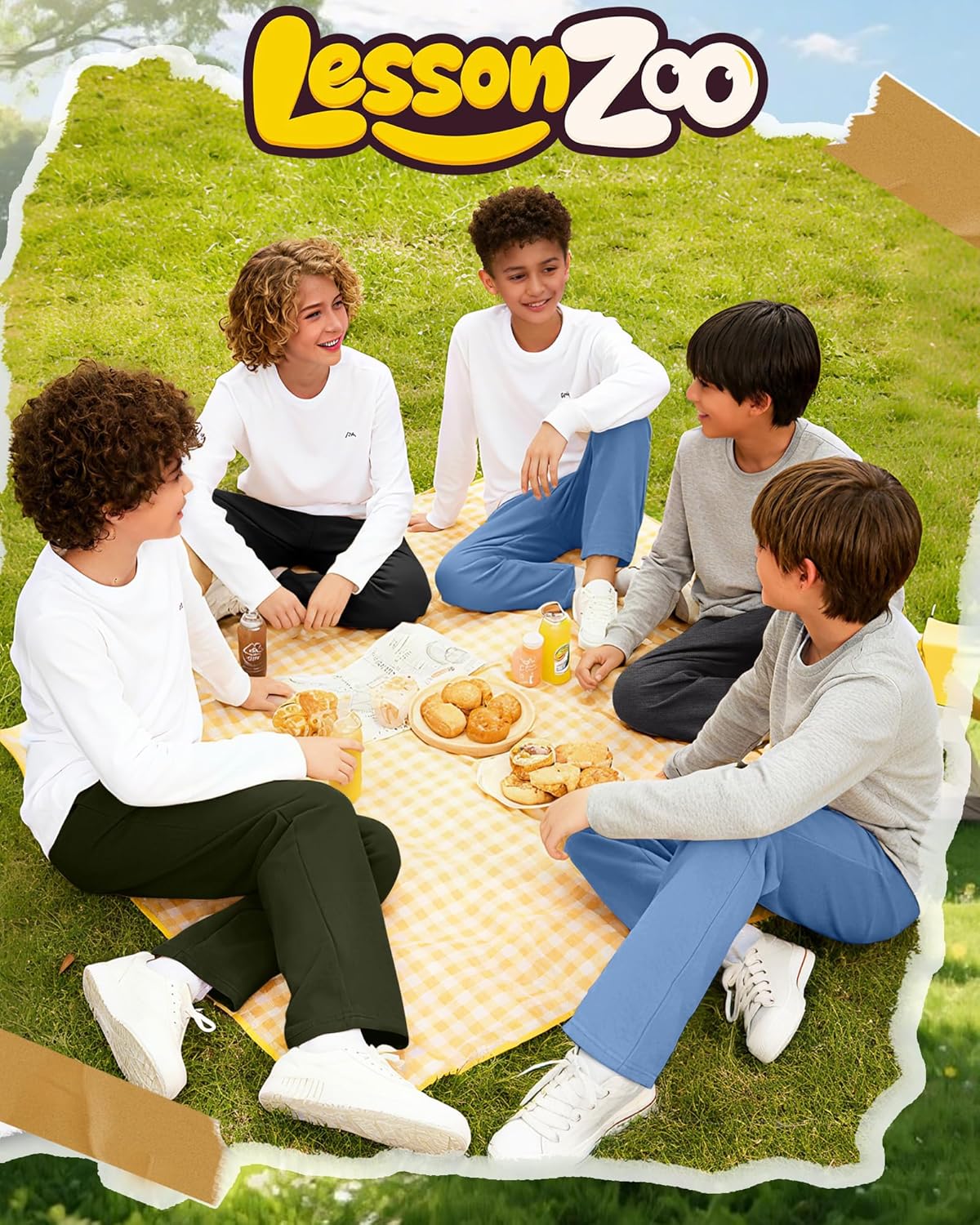 4 Pack Boys Sweatpants Straight Leg Open Bottom Athletic Joggers Lightweight Elastic Waist Pants with Pockets - Image 3