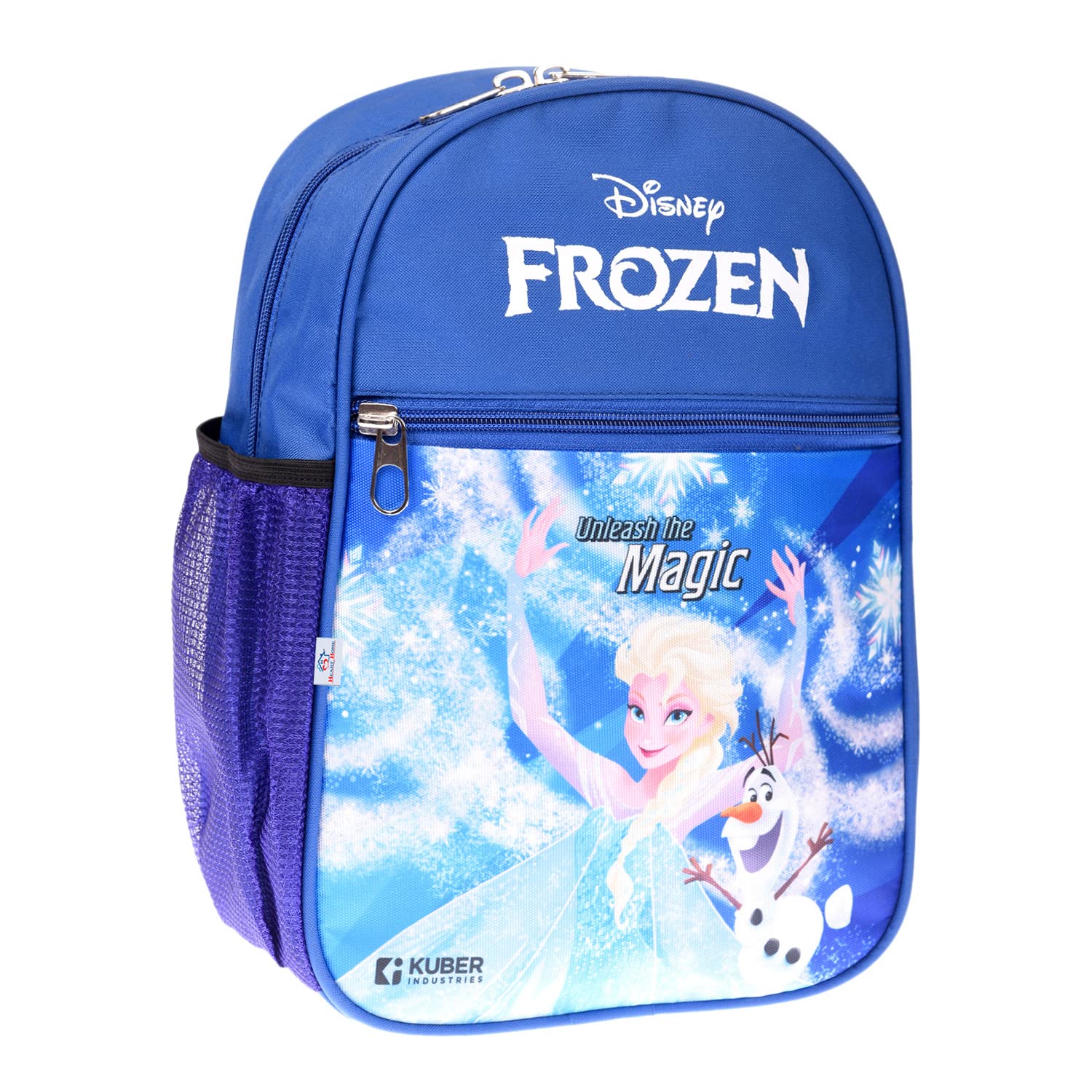 heart home Disney Frozen School Bag|2 Compartment Rexine School Bagpack|School Bag for Kids|School Bags for Girls with Zipper Closure|Small Size (Blue)-picture-22