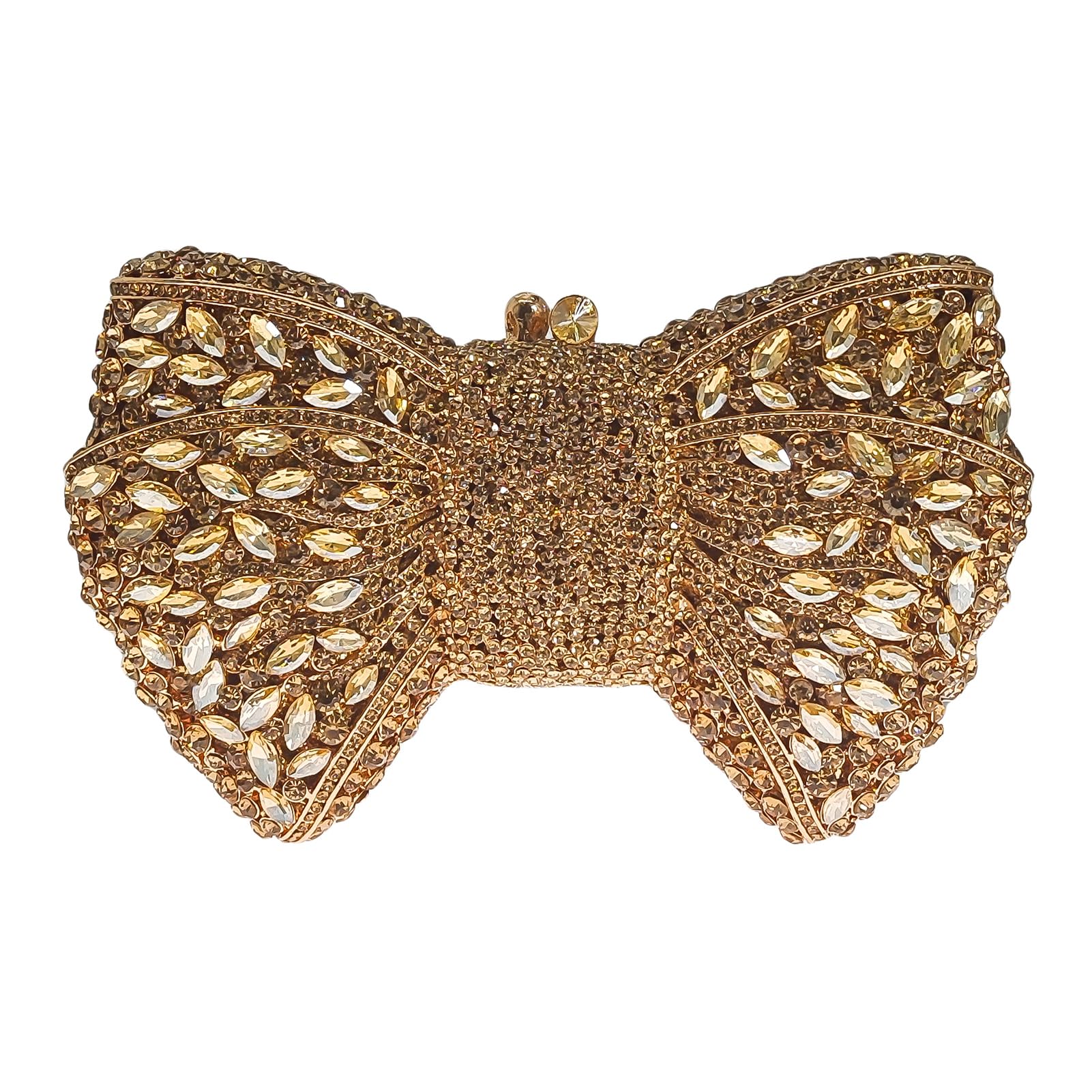 Photo 1 of HUANG ZHUANG Bowknot Luxury Crystal Clutch Women Glitter Rhinestone Evening Bag for Party Wedding(Yellow Gold)