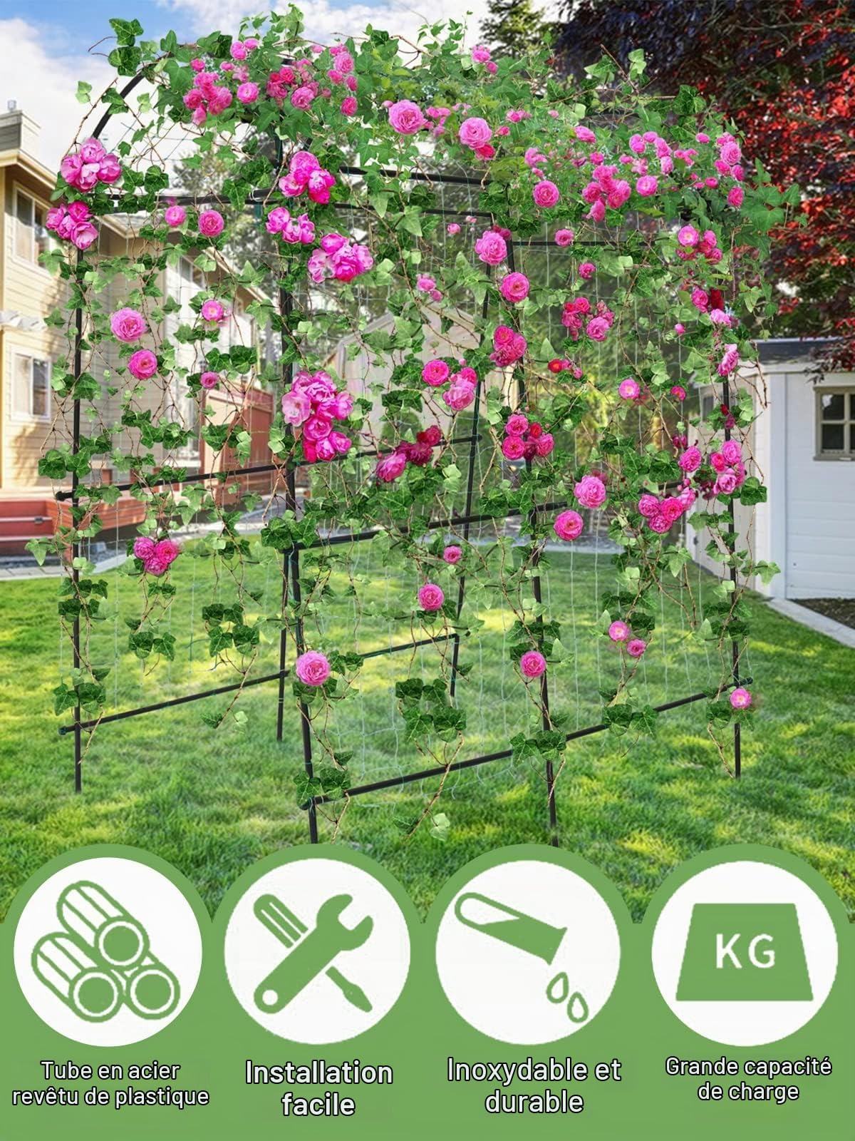 Kalolary 7 Pieds Treillis d'arc de Jardin pour Plantes Grimpantes