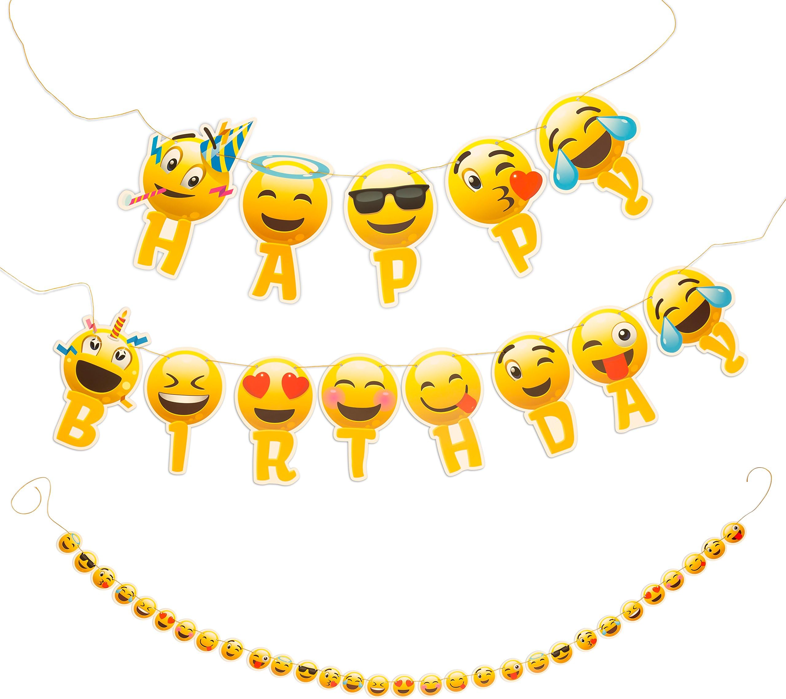 Happy Birthday Banner Emoji with Garland Strip