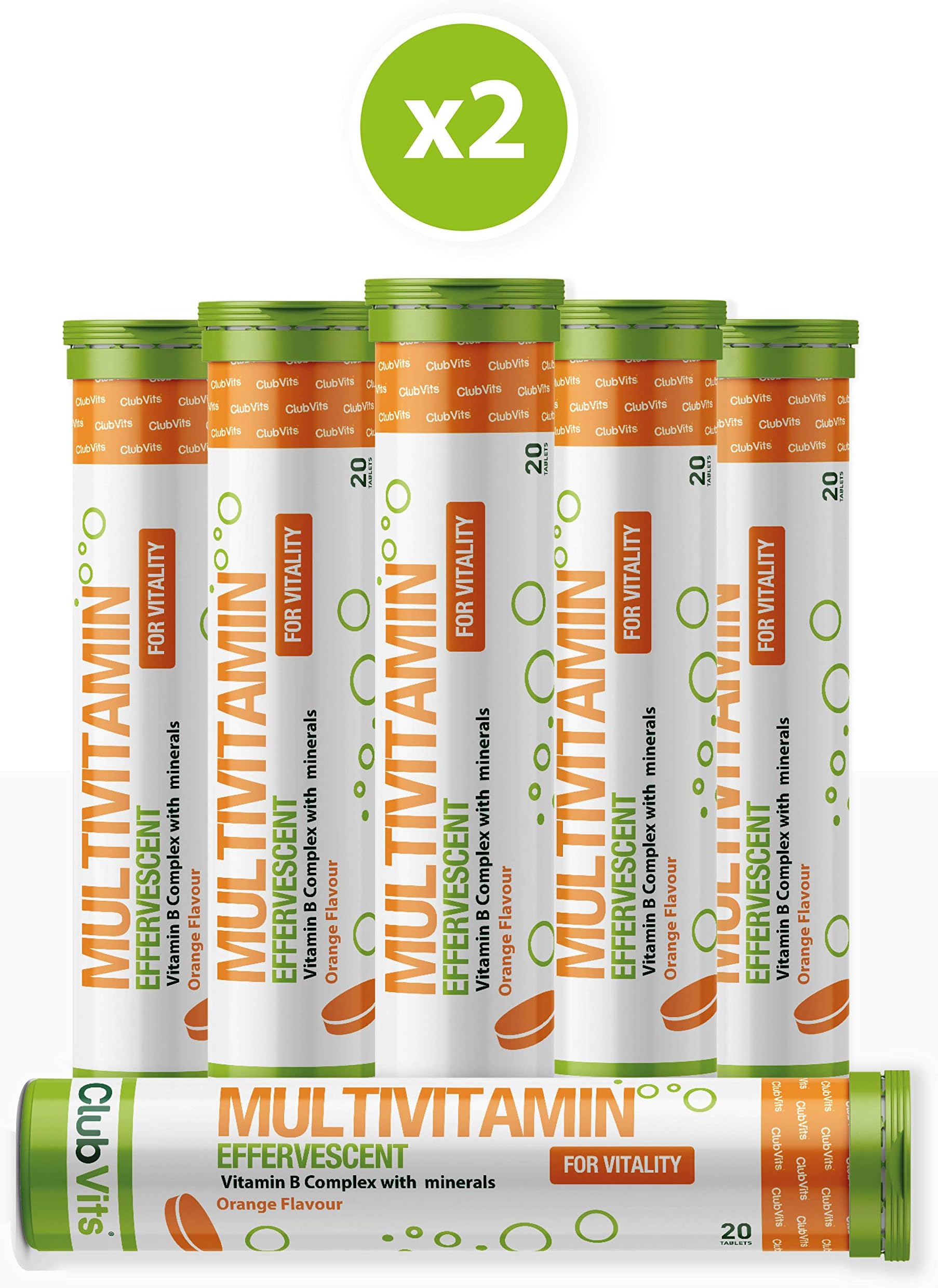 Club Vits Multivitamin and Mineral Effervescent Orange Flavour 12 Tubes, 240 Tablet