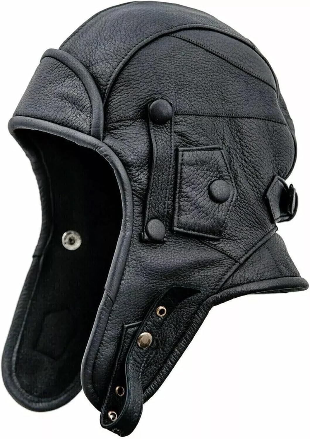 Pilot Cap Premium Leather Modular Men Aviator Cap with Detachable Face Mask & Neck Gaiter Vintage Motorcycle Pilot Hat Cap