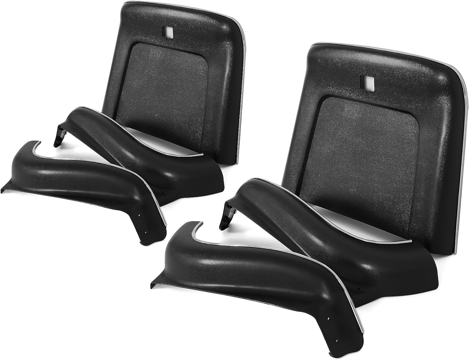 HECASA Bucket Seat Backs & Aprons Compatible with 1969-1972 Chevrolet Chevelle/Malibu/El Camino/Nova/Impala/Caprice/Bel Air/Pontiac GTO GM Cars Seat Backs & Side Kit 6PC PP Plastic Black