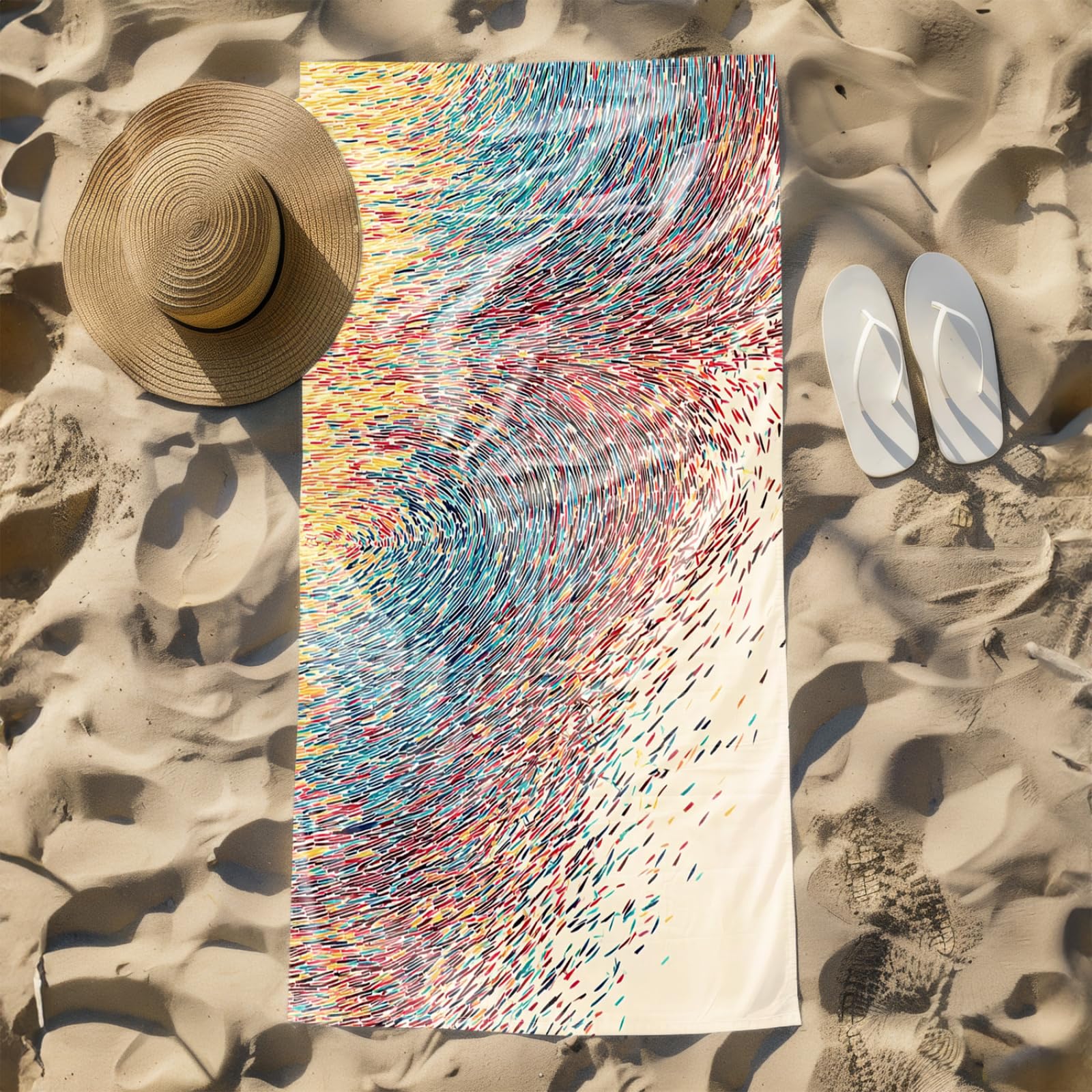 Genérico Toalla Playa 90X180 Amarillo Rojo Azul Patrones