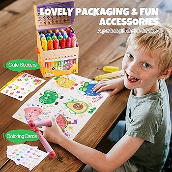 画材Jar Melo ジャーメロ　無毒の洗えるクレヨン 36色 Amazon.com: Jar Melo Jumbo Crayons for Toddlers, 36 Colors