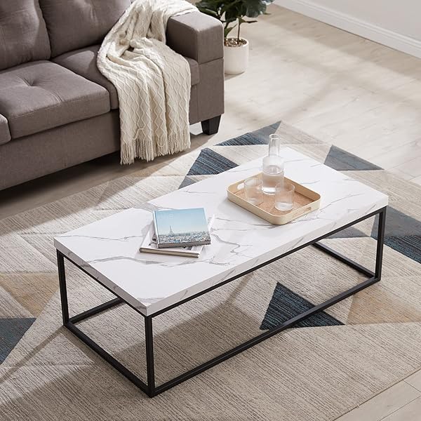 Modern Industrial Rectangle Marble Table