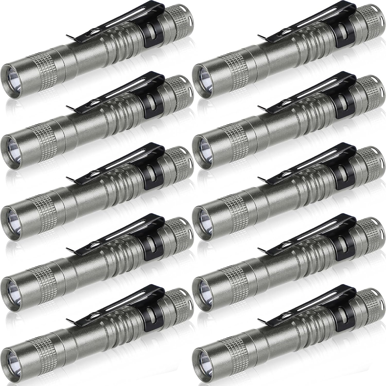 Hortsun 10 Pcs LED Pen Flashlight with Pocket Small Flashlight Bulk